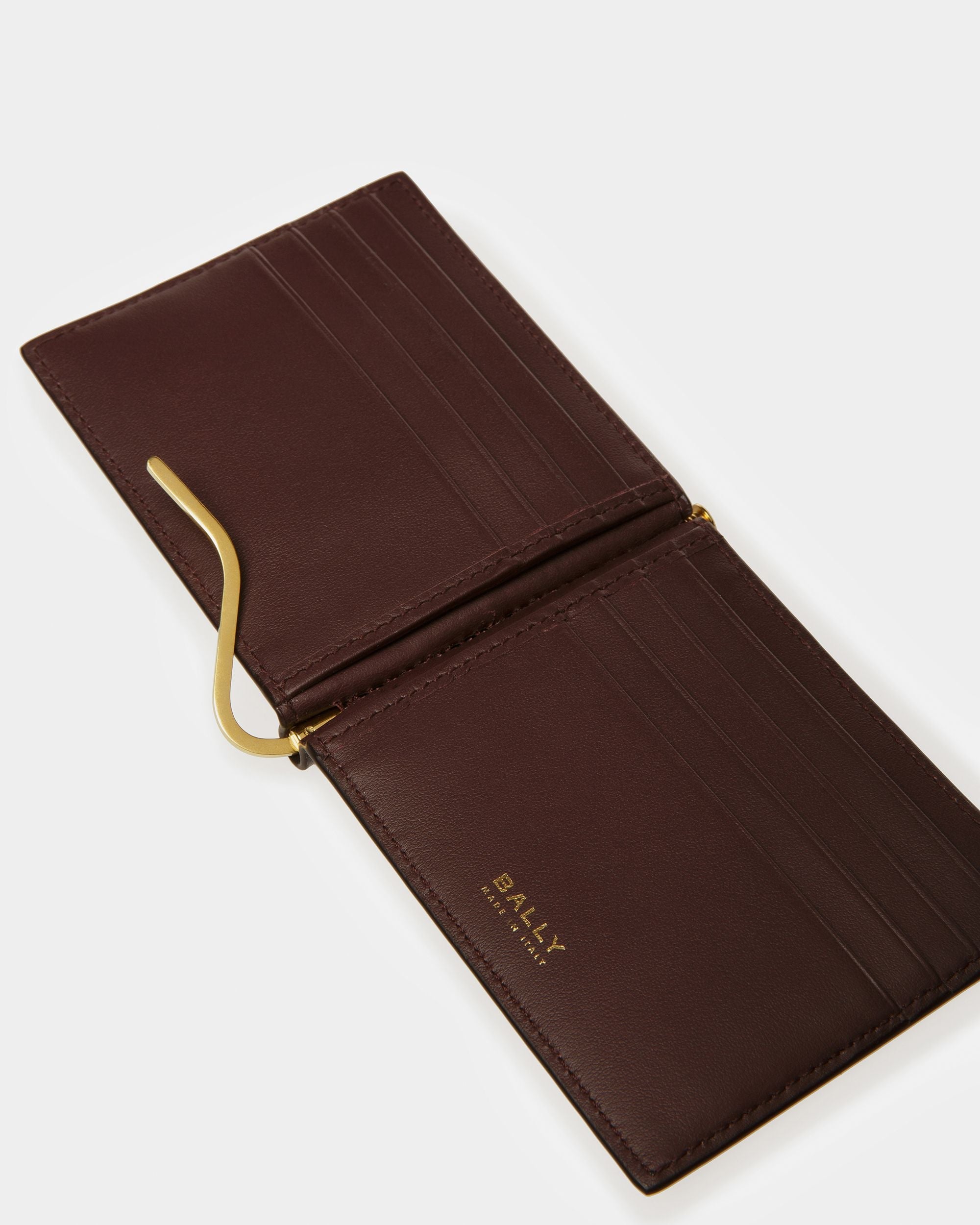 Bally Global - Bifold Clip Wallet In Crocodile Embossed - Red