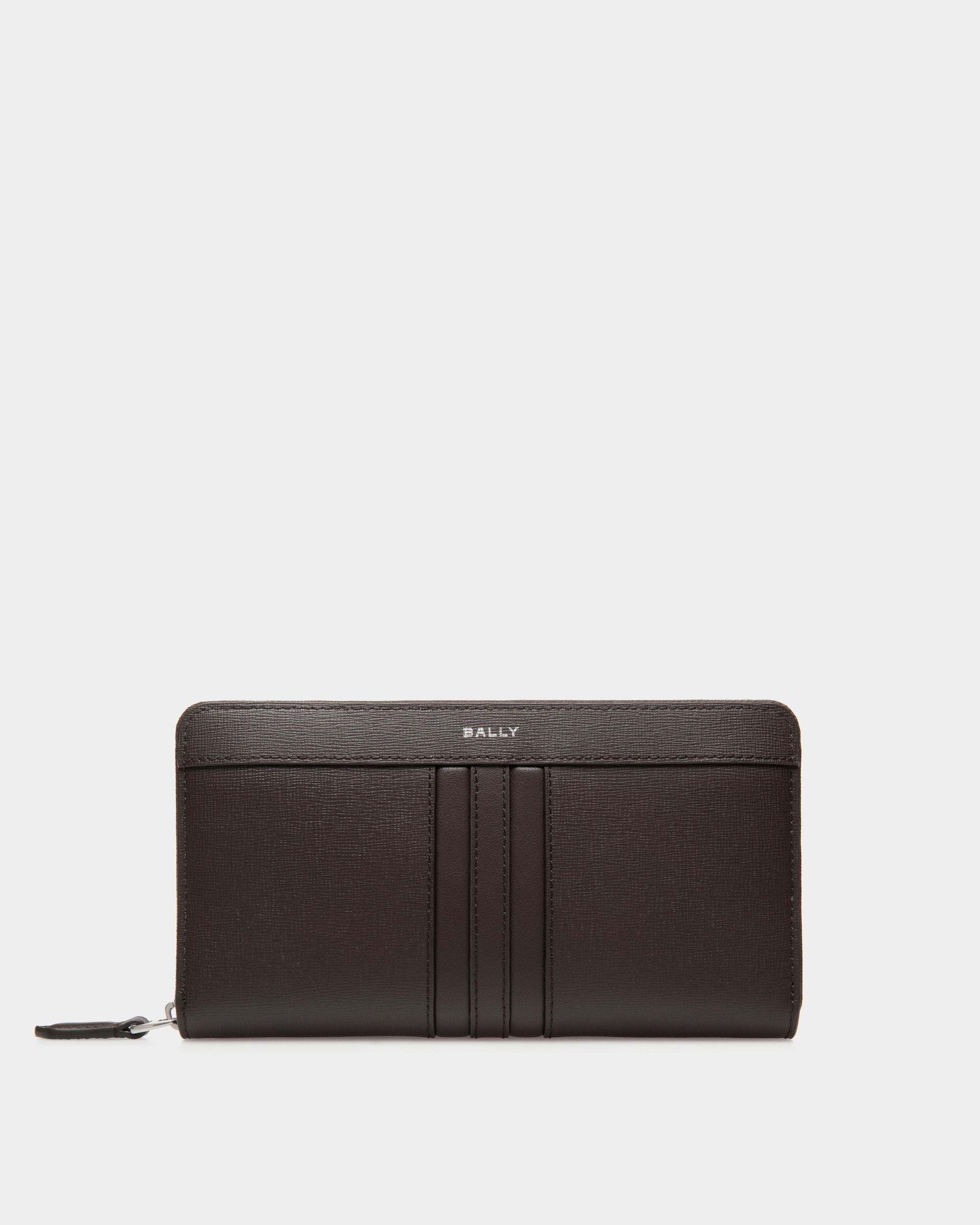 Bally Global - Cartera Con Cremallera Alrededor Mythos De Piel Reciclada Ébano - Marrón
