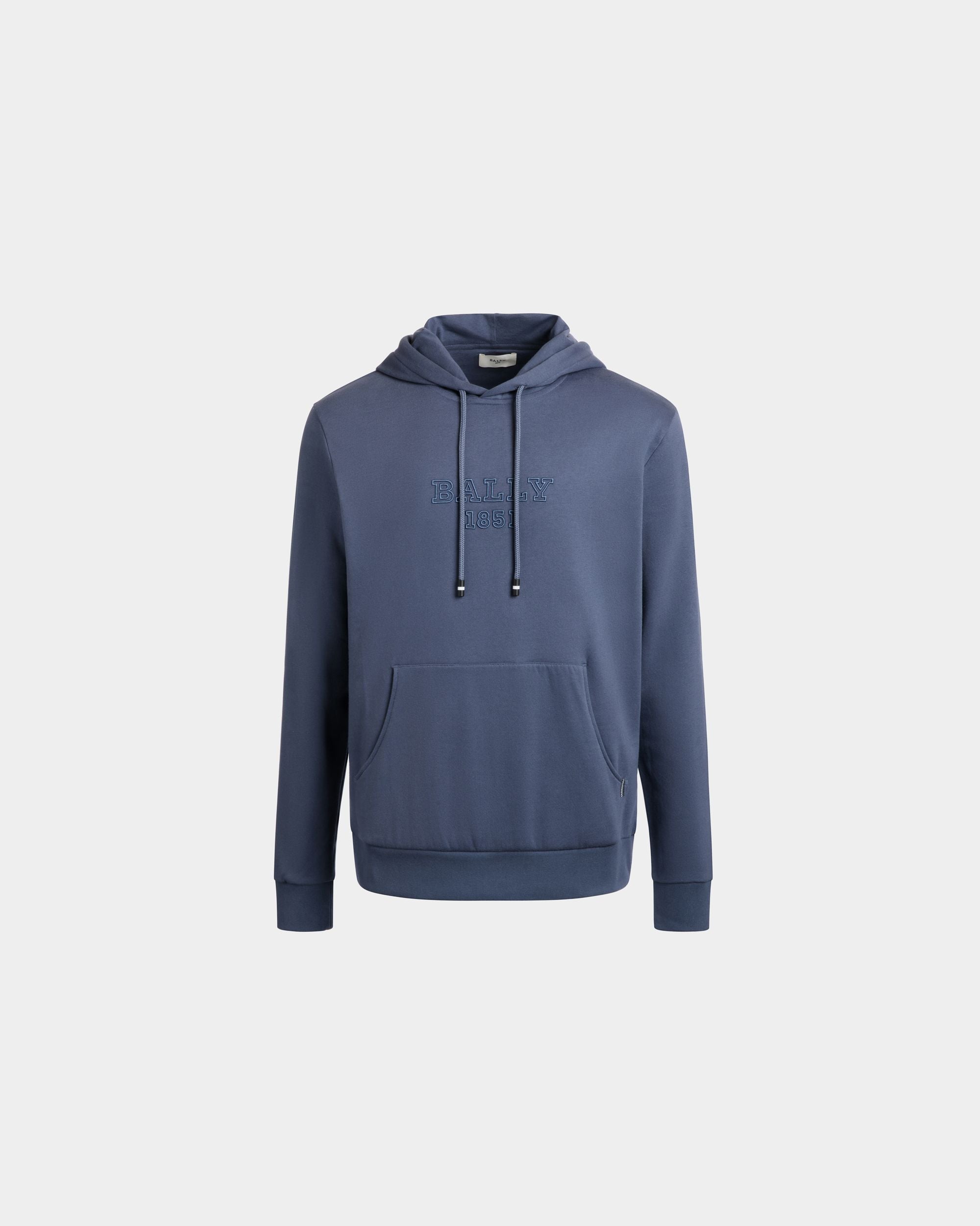 Bally Global - Hoodie in Blue Mélange Cotton - Blue