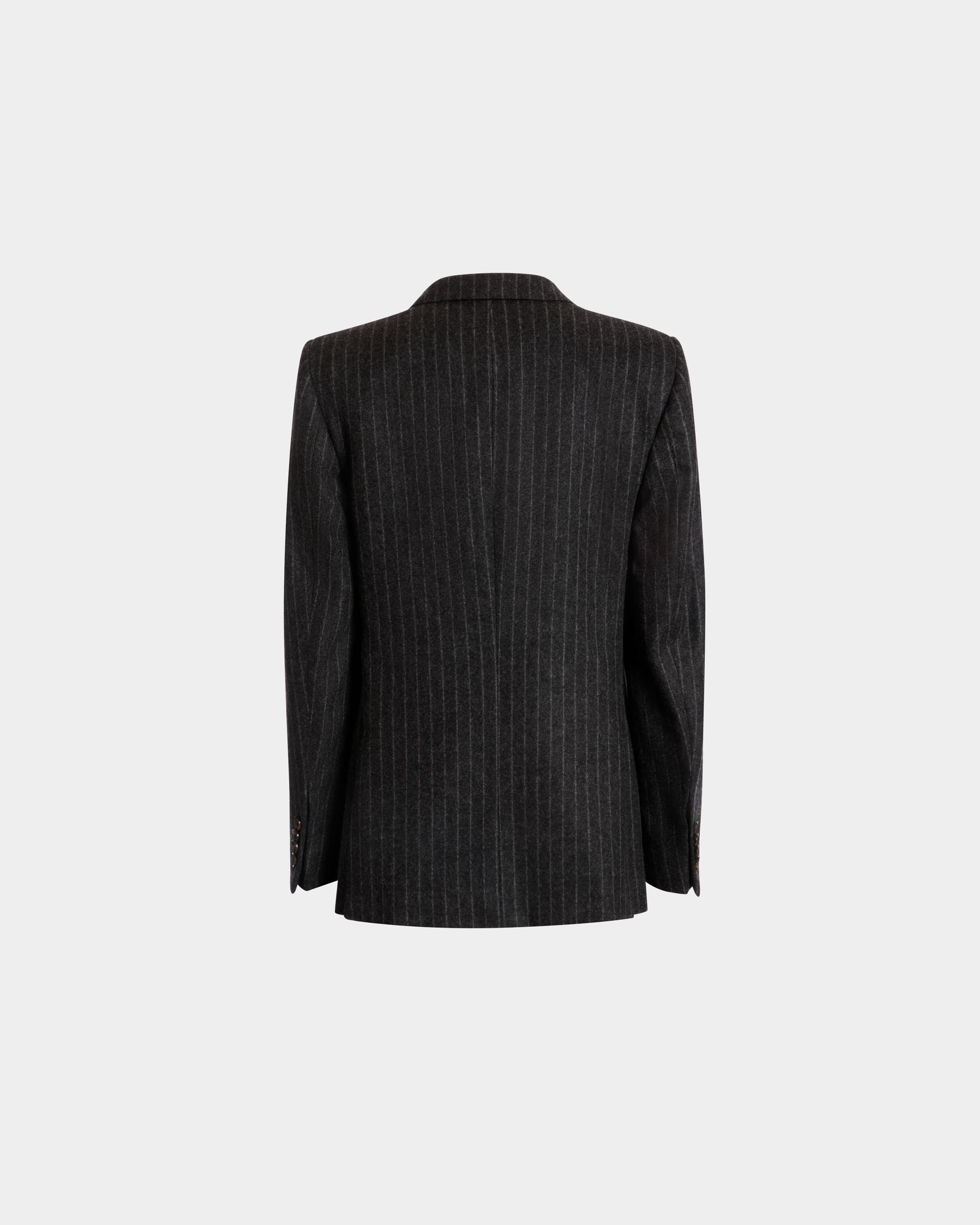 Bally Global - Manteau Croisé À Fines Rayures En Laine Grise - Gris