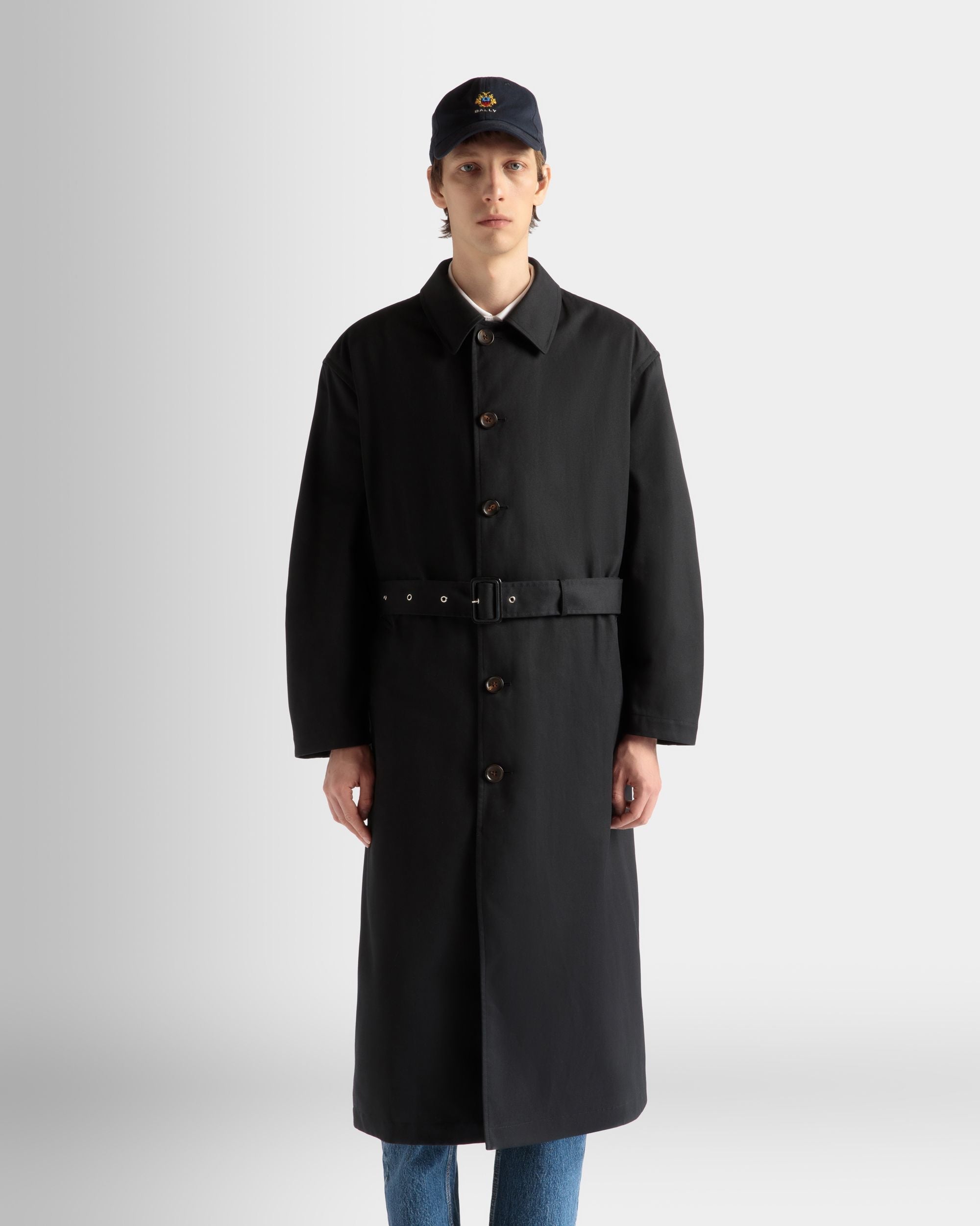 Bally Global - Trench Coat in Navy Blue Mix Cotton - Blue