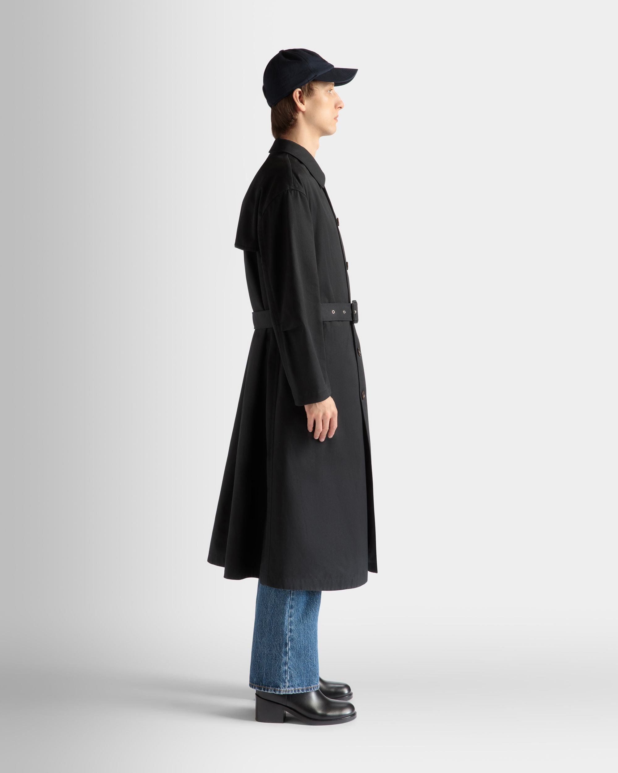 Bally Global - Trench Coat in Navy Blue Mix Cotton - Blue