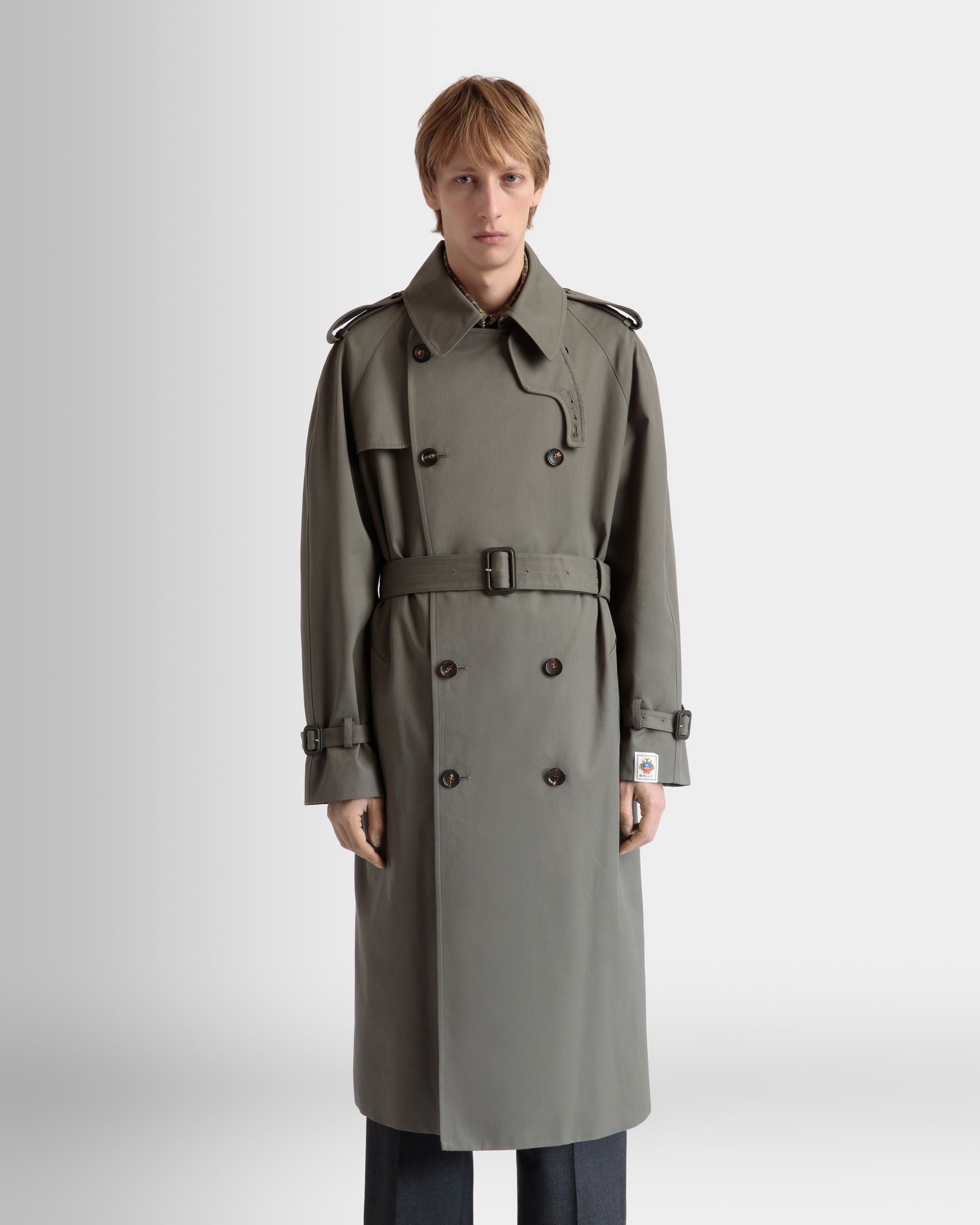 Bally Global - Double-breasted Trench In Military Green Cotton Blend Gabardine - Green