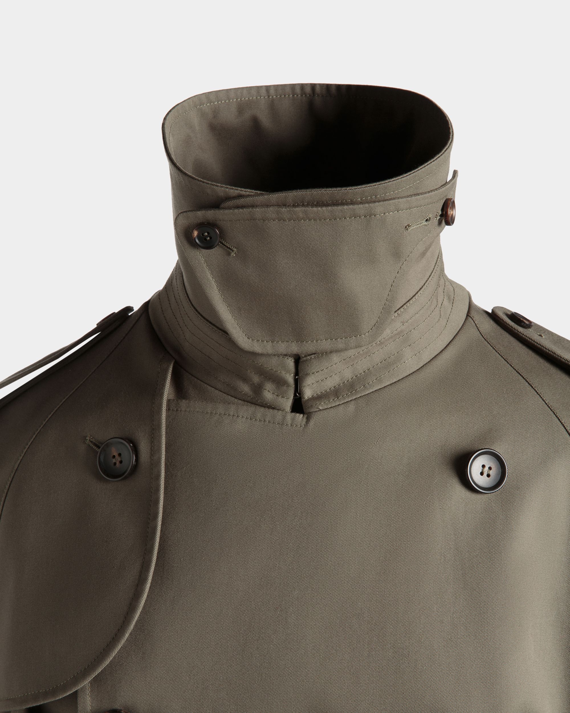 Bally Global - Double-breasted Trench In Military Green Cotton Blend Gabardine - Green