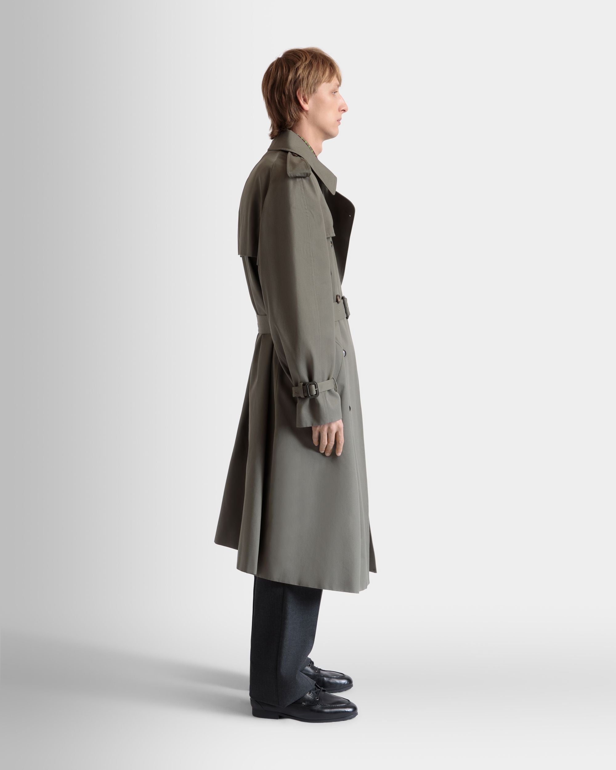 Bally Global - Double-breasted Trench In Military Green Cotton Blend Gabardine - Green