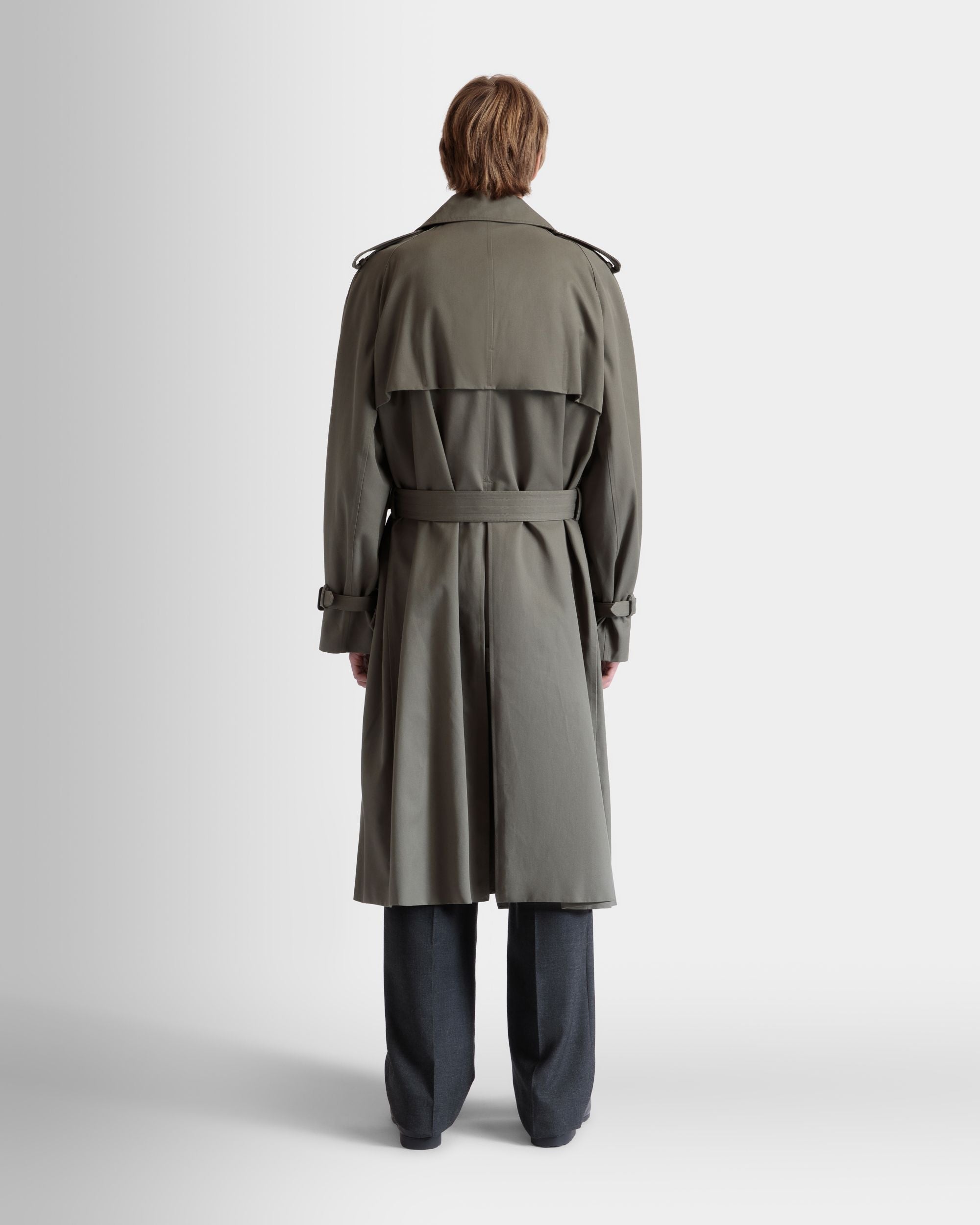 Bally Global - Double-breasted Trench In Military Green Cotton Blend Gabardine - Green