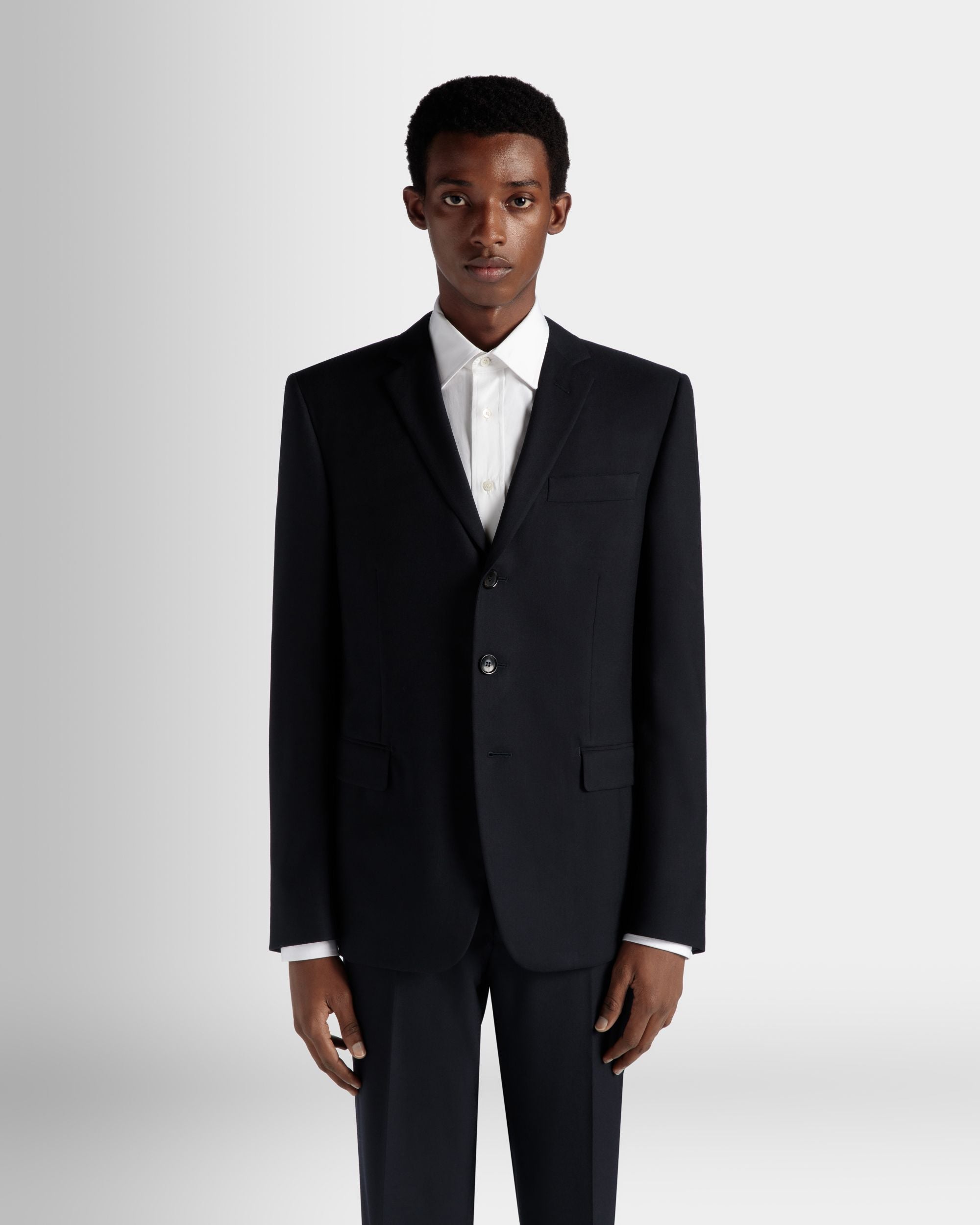 Bally Global - Adrien Brody Travel Collection Single-Breasted Blazer In Navy Blue Wool - Blue