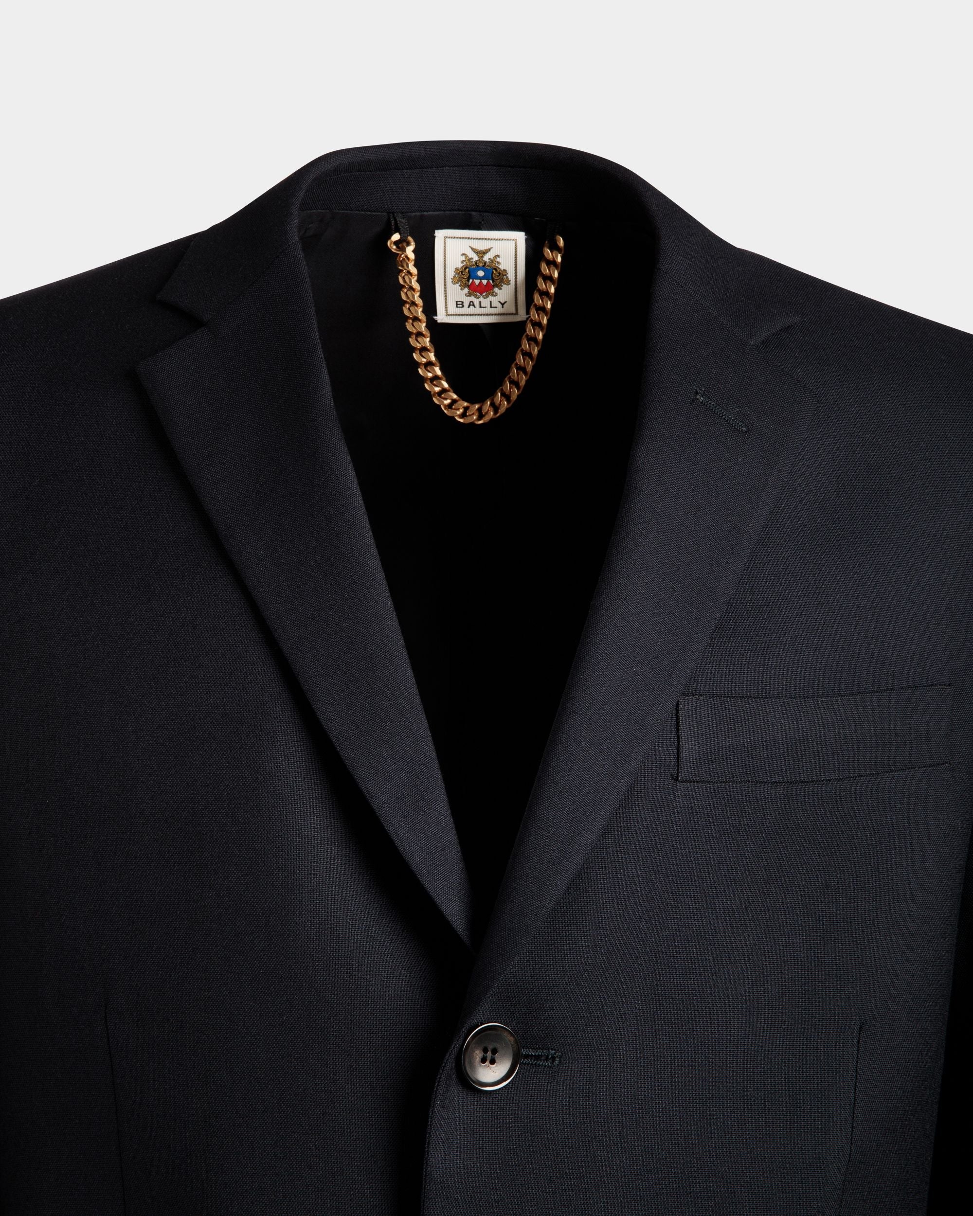 Bally Global - Adrien Brody Travel Collection Single-Breasted Blazer In Navy Blue Wool - Blue