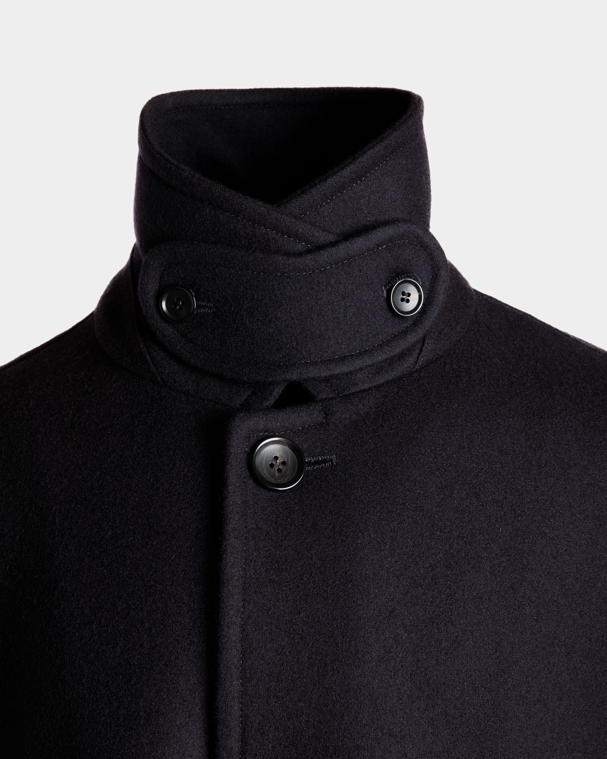 Bally Global - Single-breasted Coat In Navy Blue Wool Blend - Blue