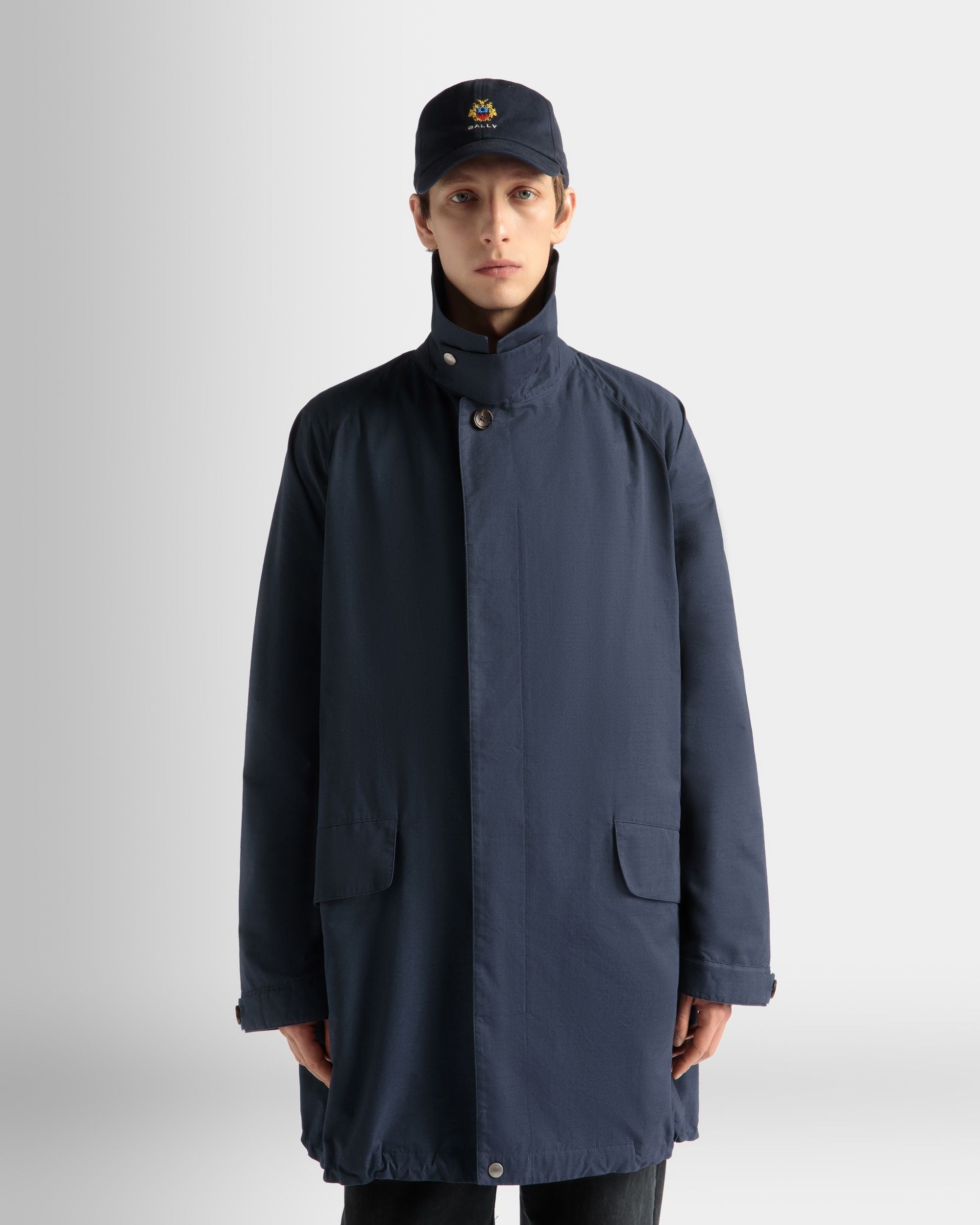 Bally Global - Coat in Navy Blue Nylon - Blue