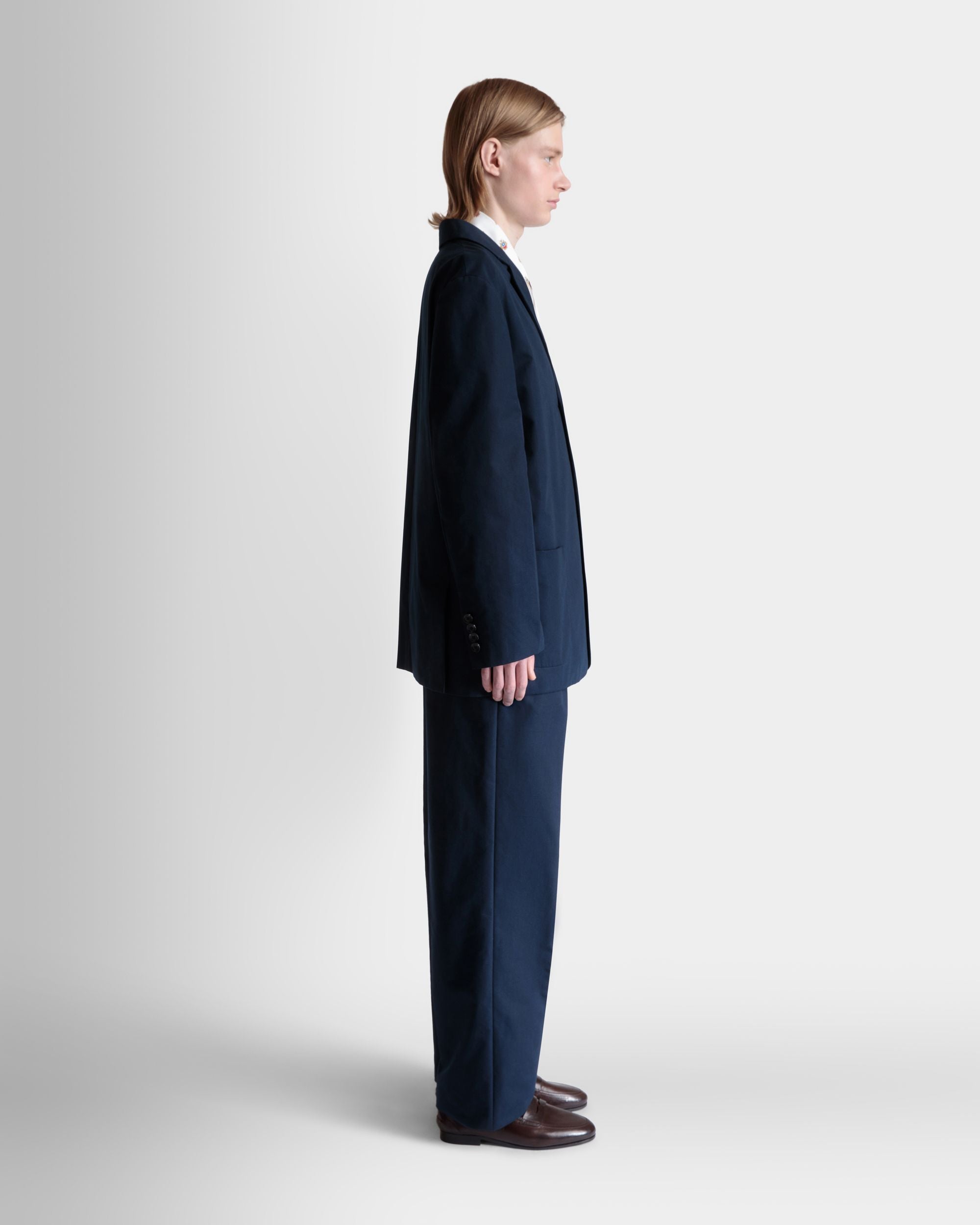 Bally Global - Blazer in Navy Blue Cotton Blend - Blue