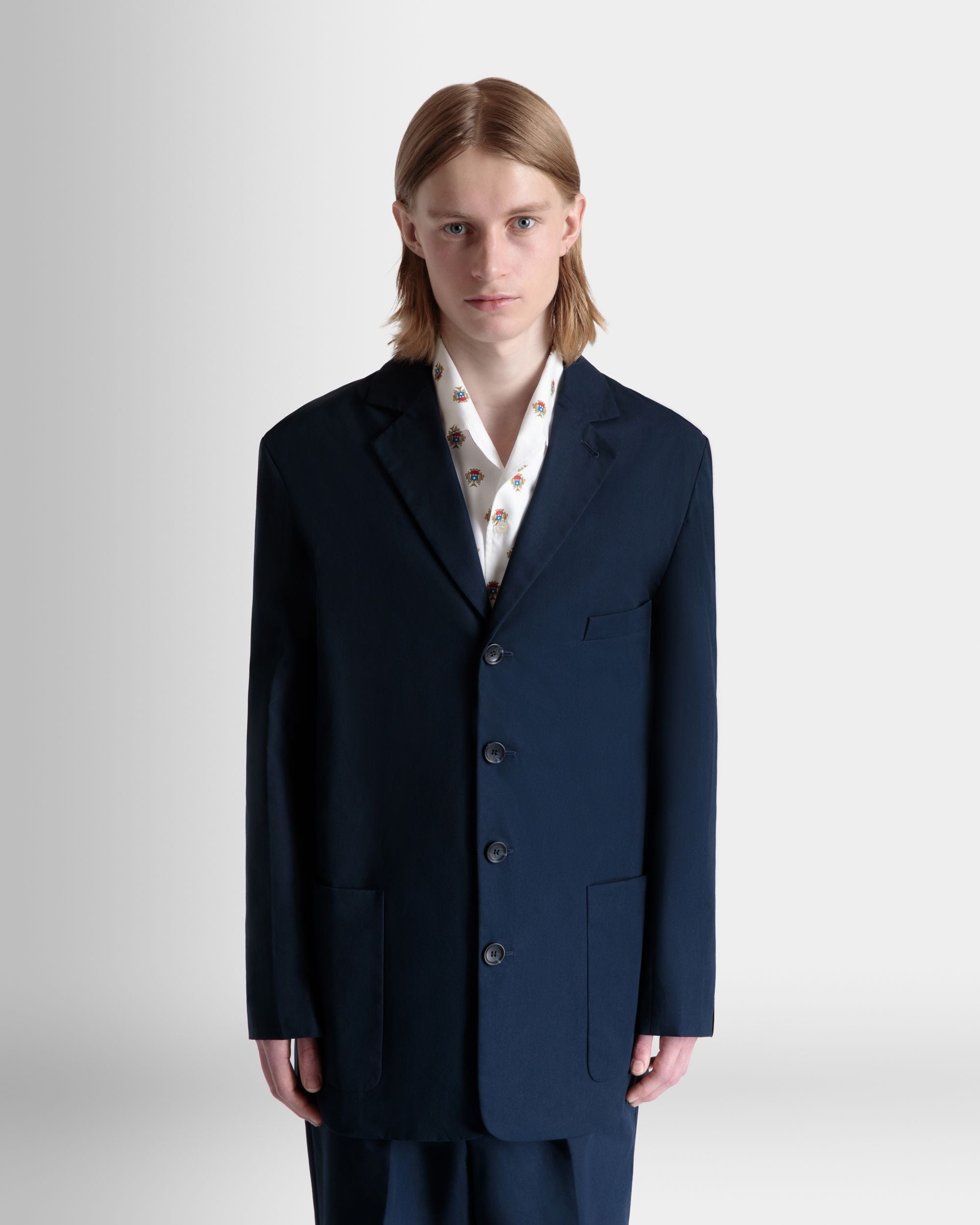 Bally Global - Blazer in Navy Blue Cotton Blend - Blue