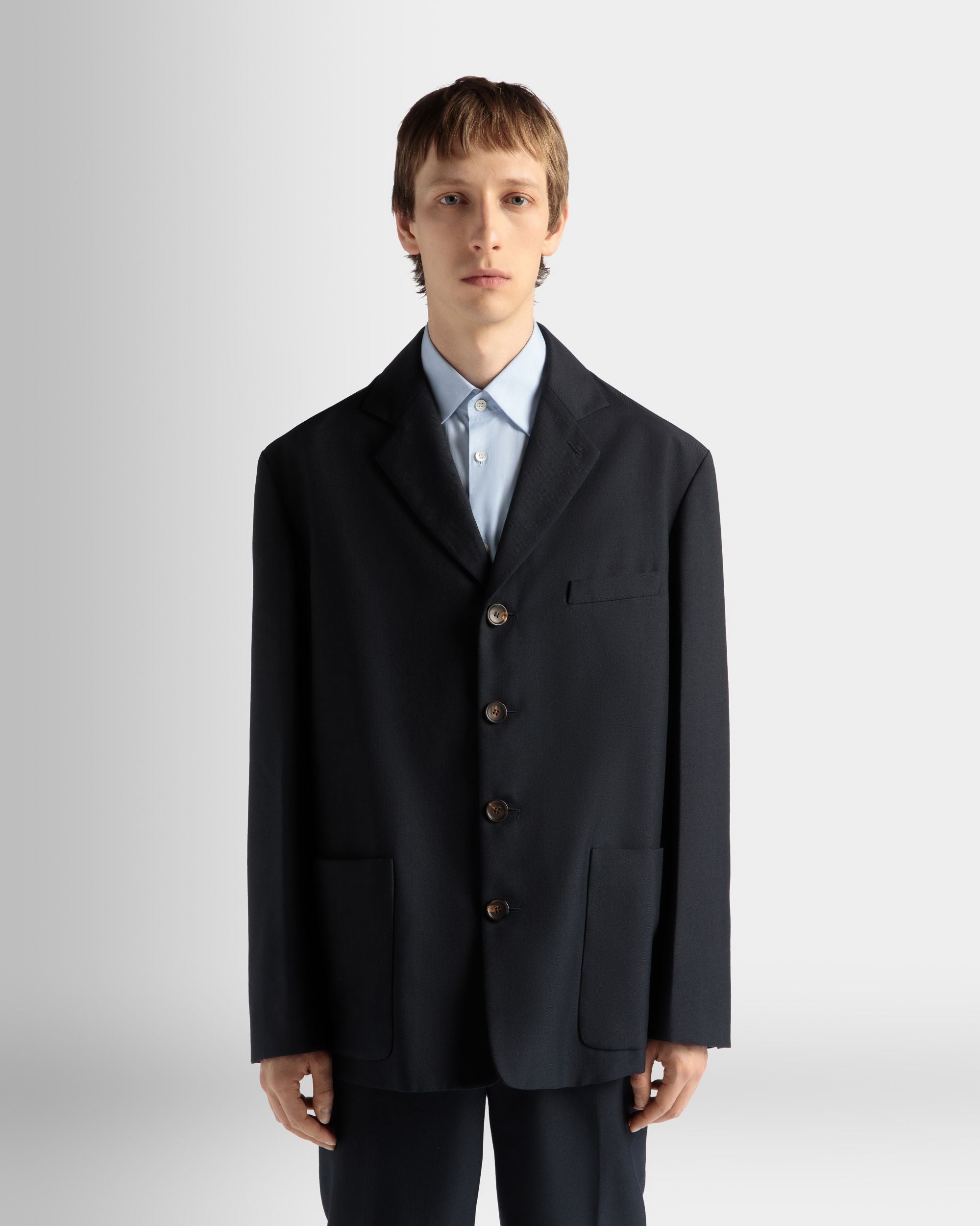 Bally Global - Chaqueta De Mezcla De Lana Navy Blue - Azul