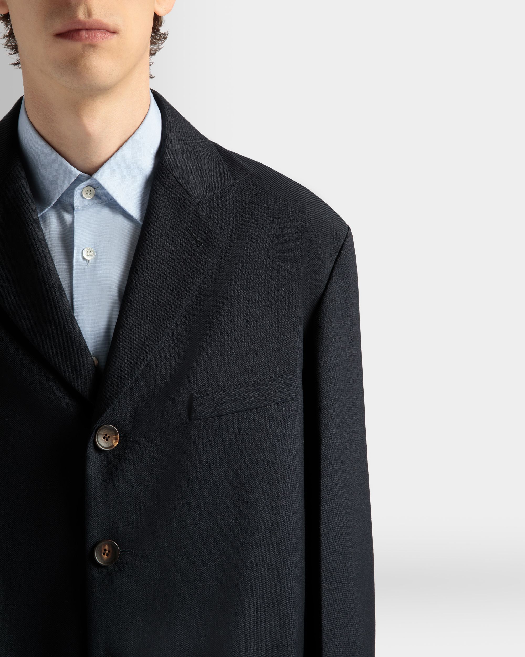 Bally Global - Chaqueta De Mezcla De Lana Navy Blue - Azul