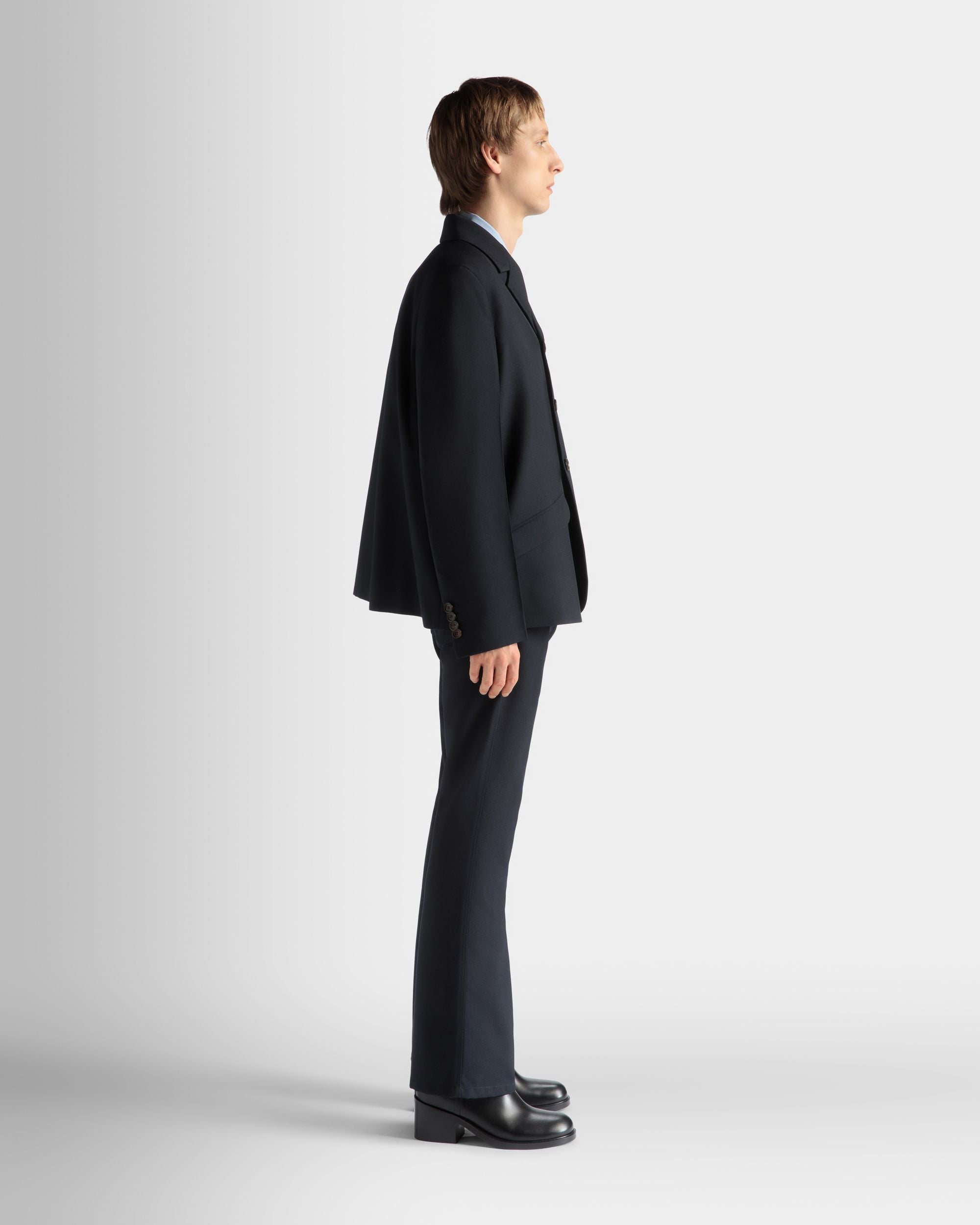Bally Global - Jacket in Navy Blue Wool Blend - Blue