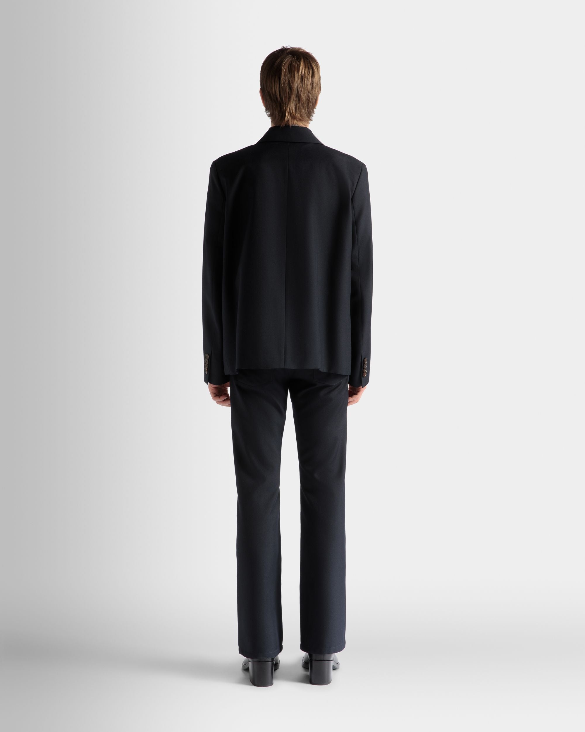Bally Global - Jacket in Navy Blue Wool Blend - Blue