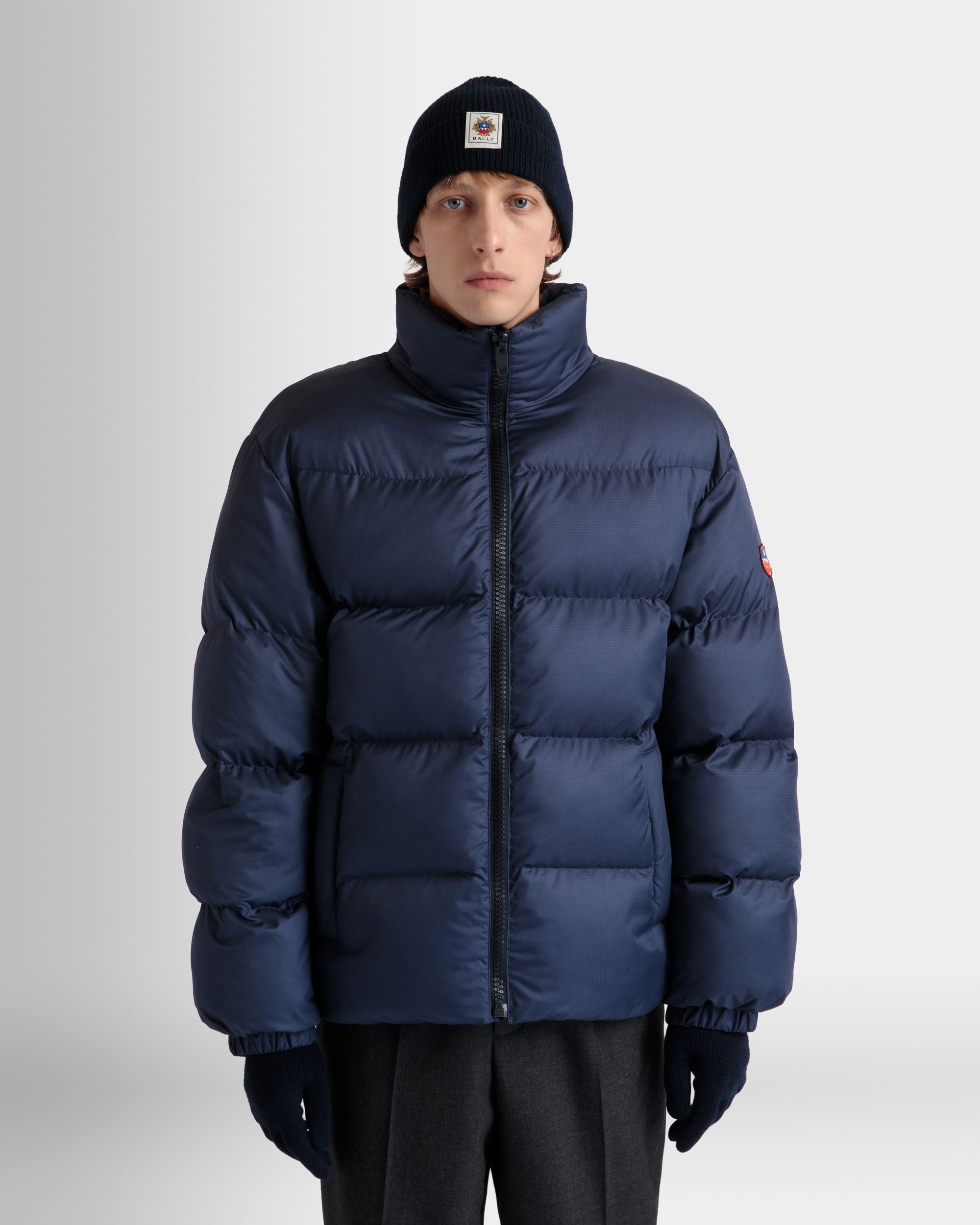 Bally Global - Puffer Jacket in Navy Blue Nylon - Blue