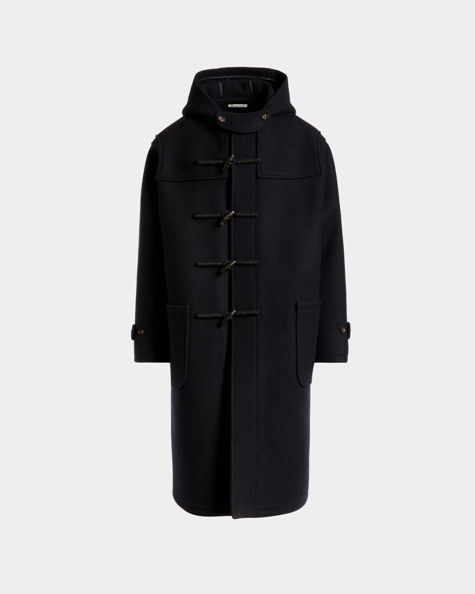 Bally Global - Duffel Coat In Navy Blue Wool - Blue