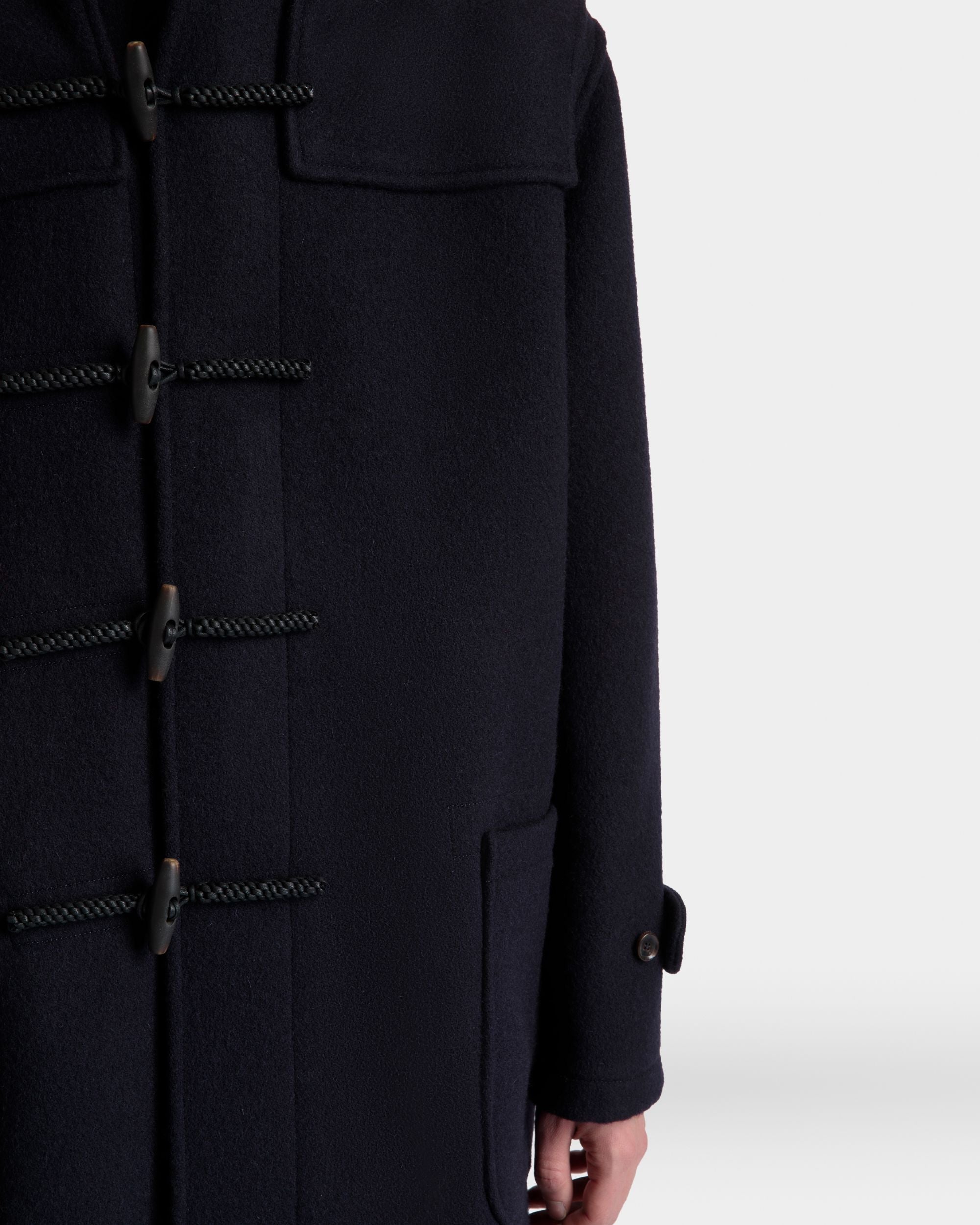 Bally Global - Duffel Coat In Navy Blue Wool - Blue