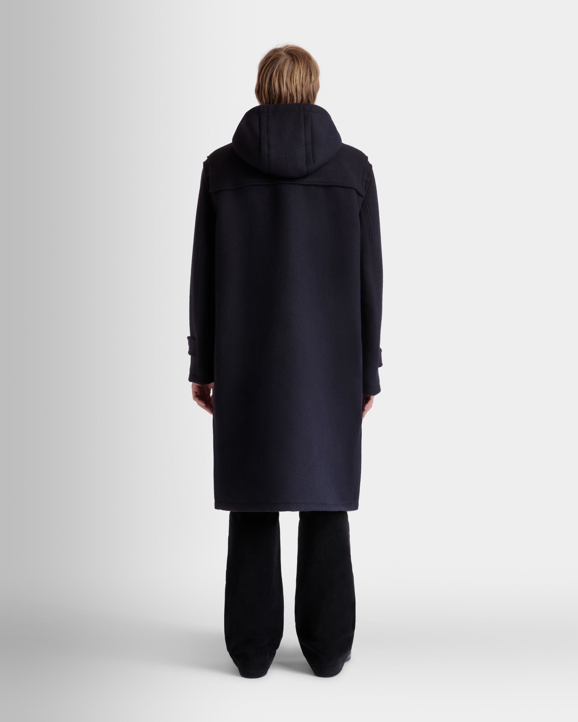 Bally Global - Duffel Coat In Navy Blue Wool - Blue