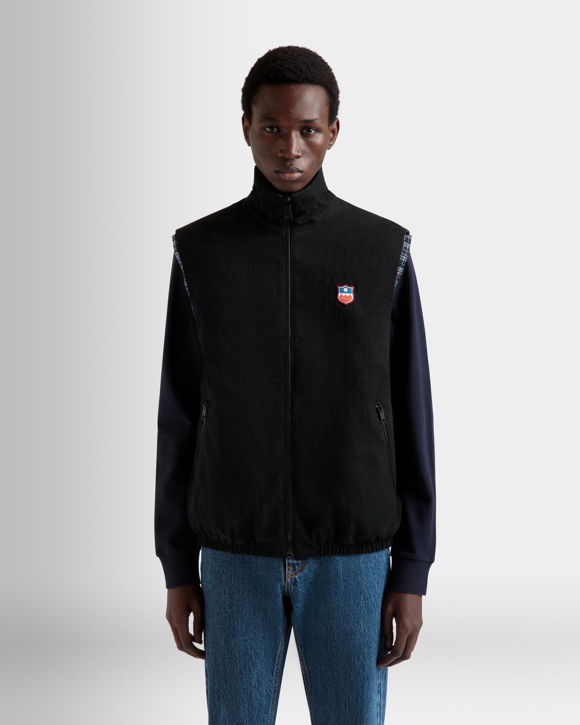 Bally Global - Reversible Vest in a Black Cotton Blend - Negro