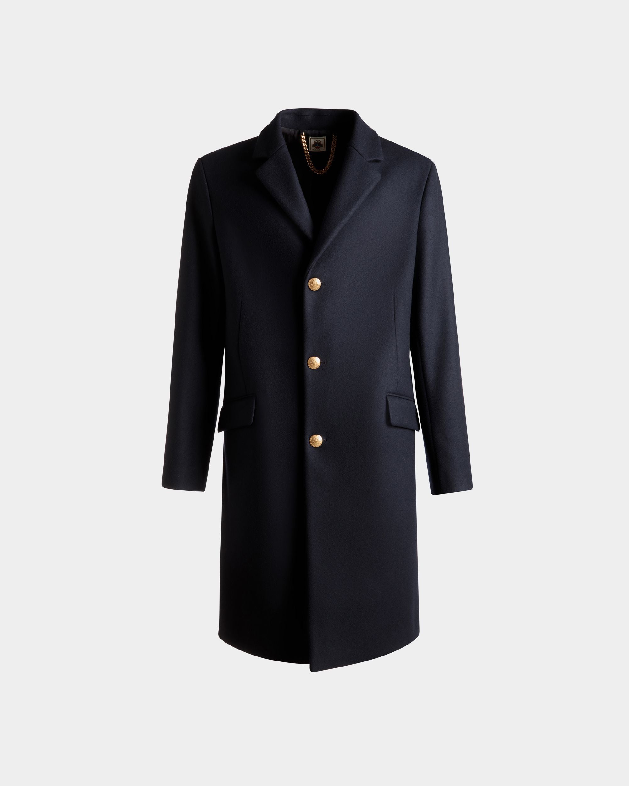 Bally Global - Abrigo De Botonadura Simple Adrien Brody Travel Collection De Mezcla De Lana Navy Blue - Azul