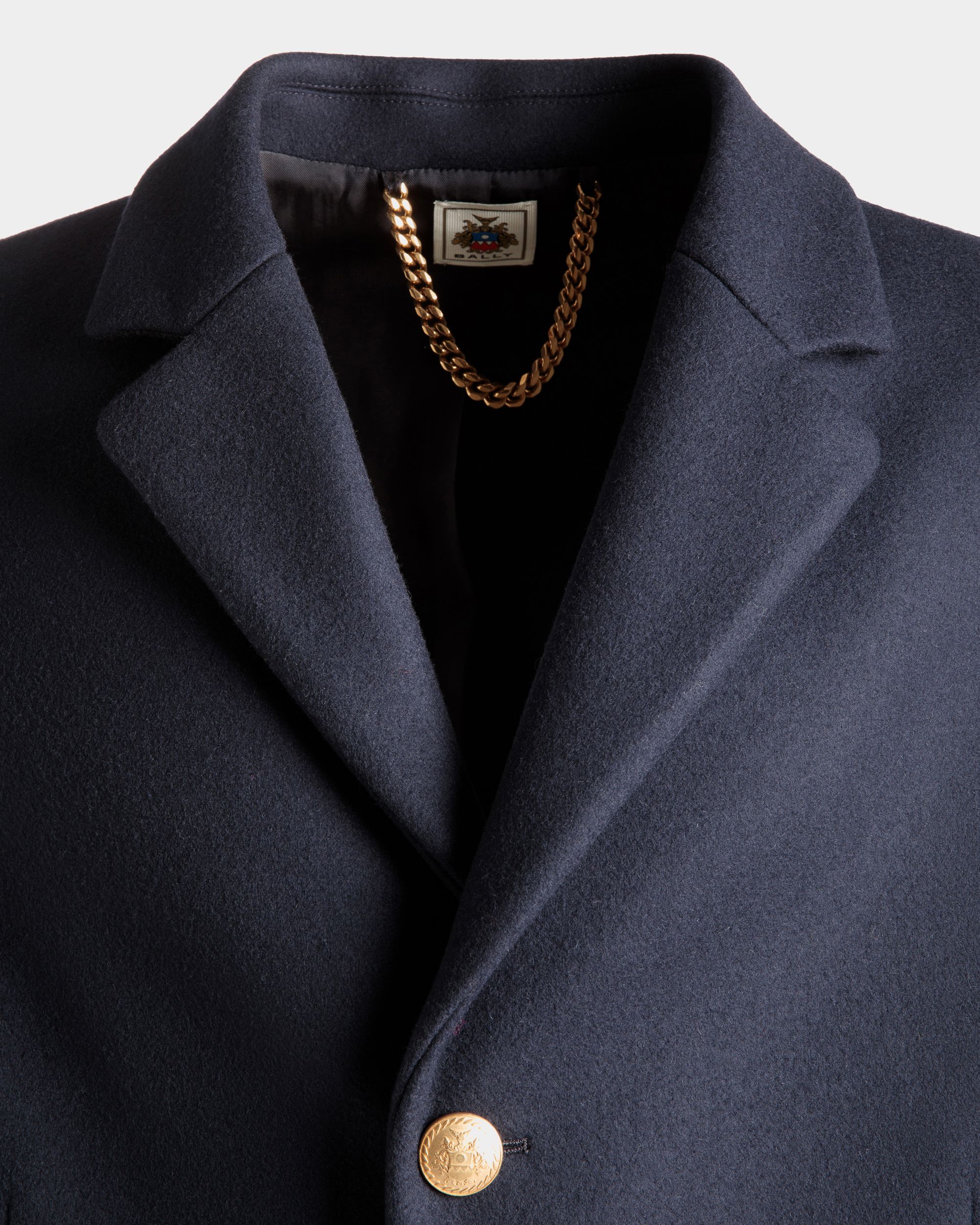 Bally Global - Abrigo De Botonadura Simple Adrien Brody Travel Collection De Mezcla De Lana Navy Blue - Azul