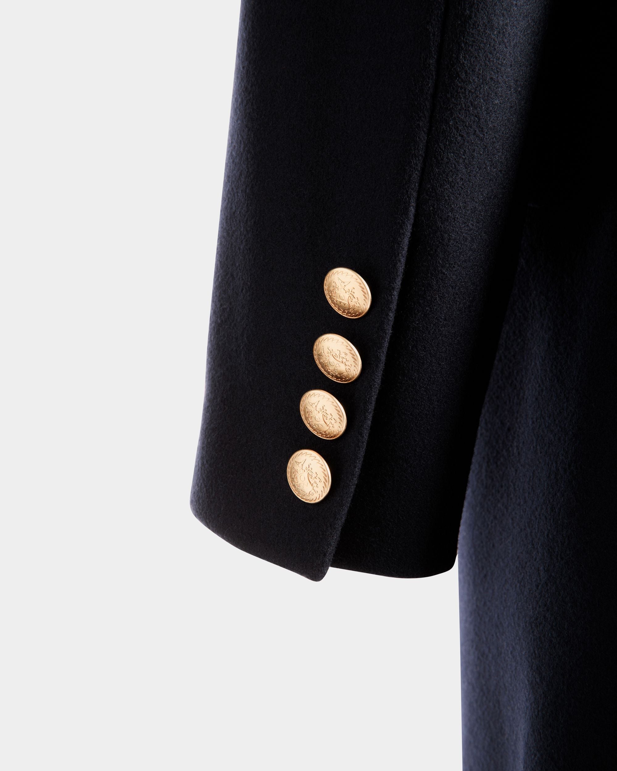 Bally Global - Abrigo De Botonadura Simple Adrien Brody Travel Collection De Mezcla De Lana Navy Blue - Azul