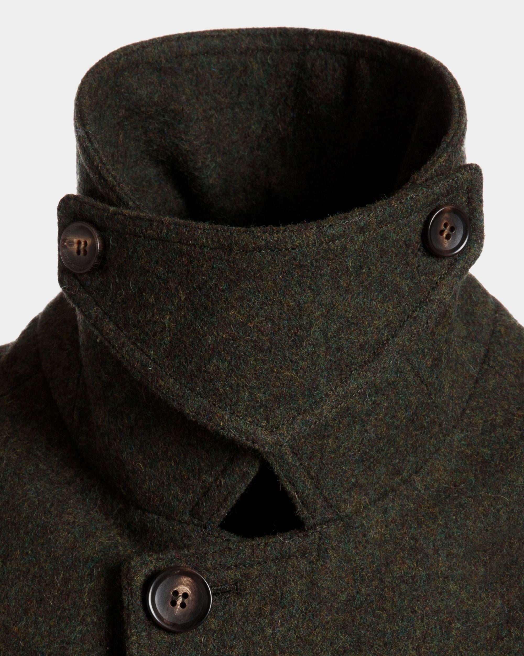 Bally Global - Single-breasted Coat In Dark Green Wool - Green