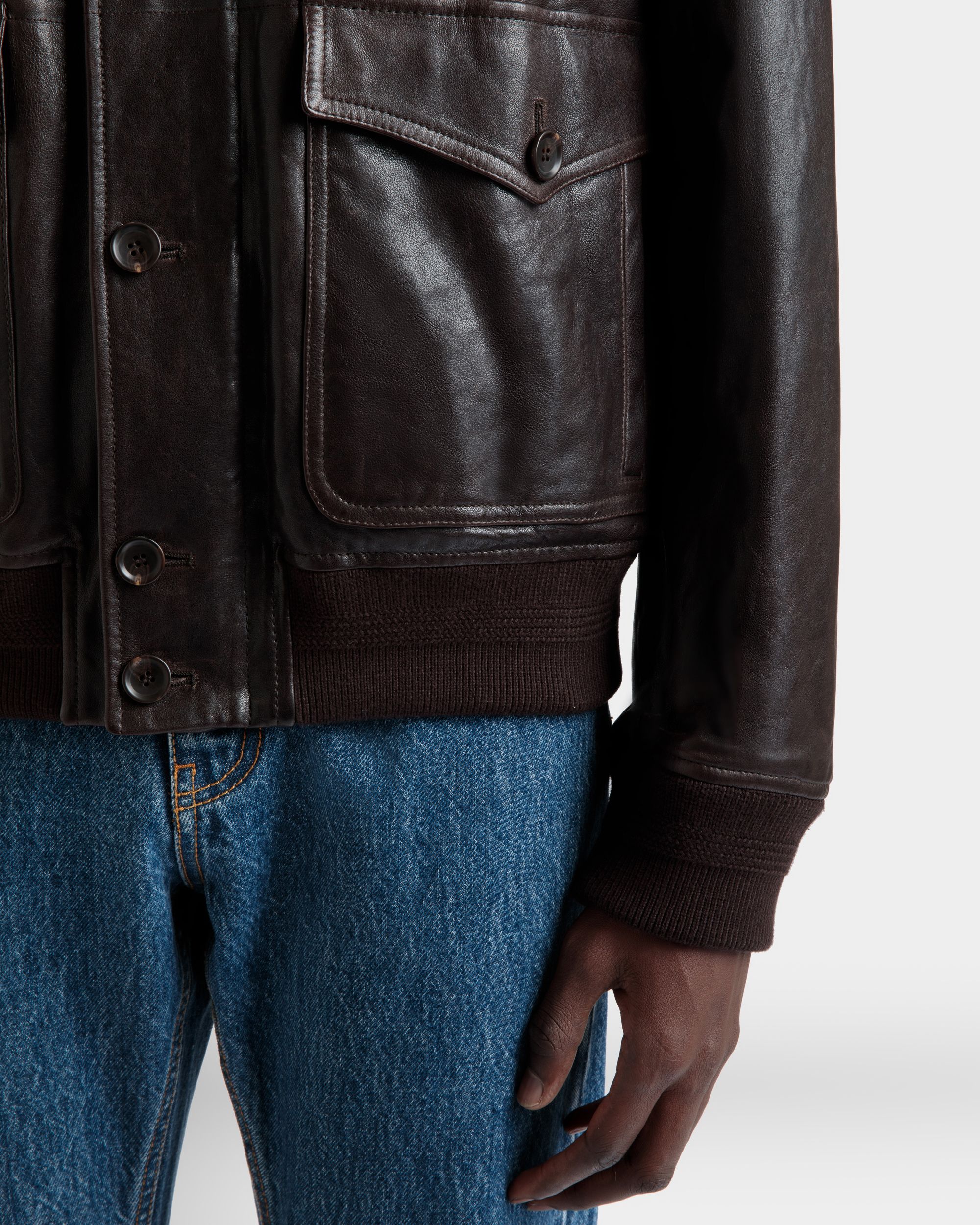 Bally Global - Blouson Jacket in Ebano Leather - Brown