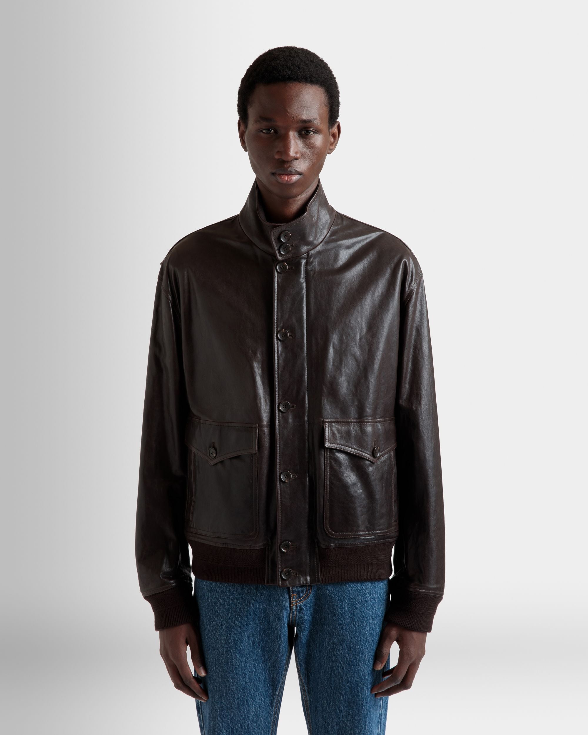 Bally Global - Blouson Jacket in Ebano Leather - Brown