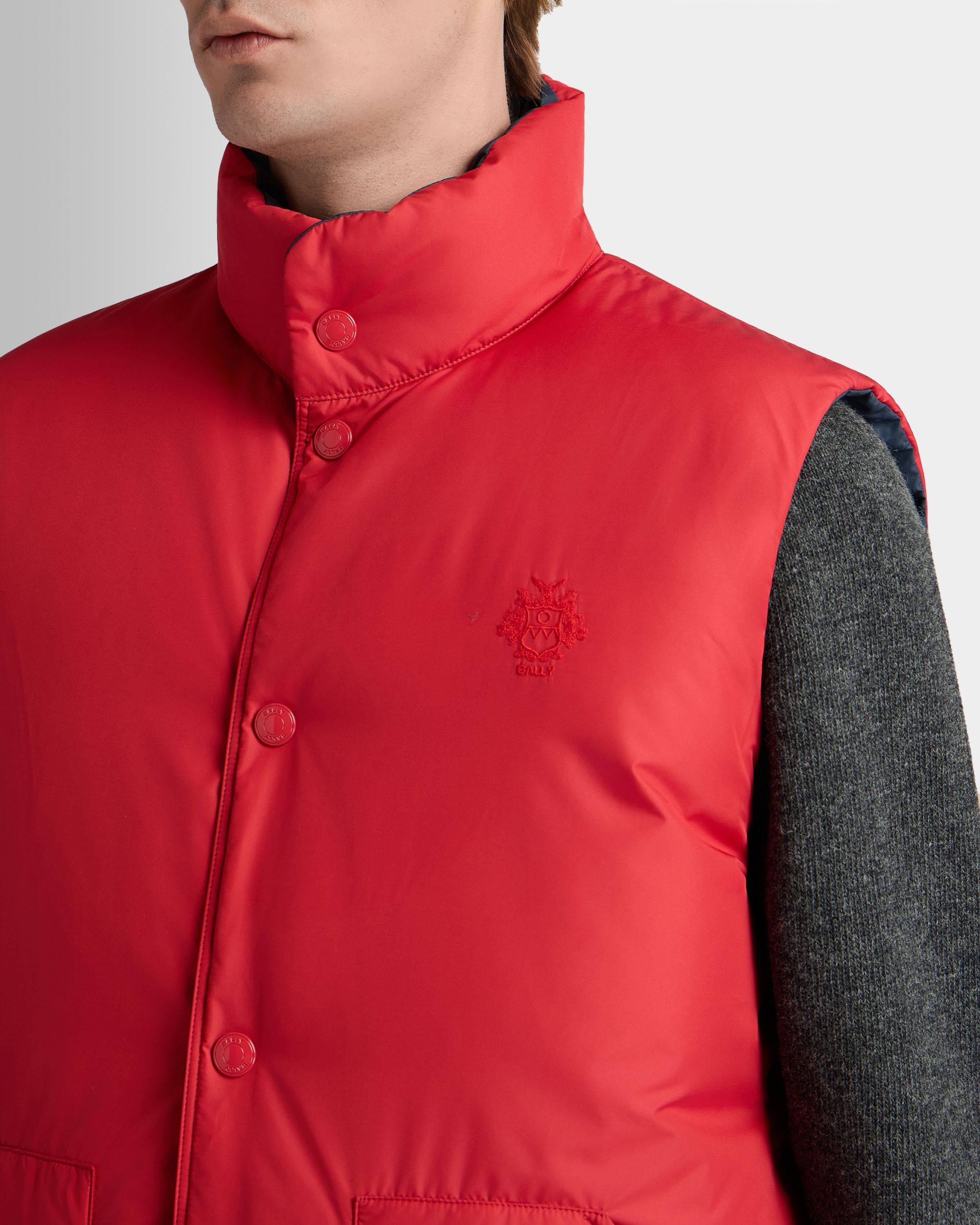 Bally Global - Reversible Vest in Navy Blue And Red Polyester - Multicolor
