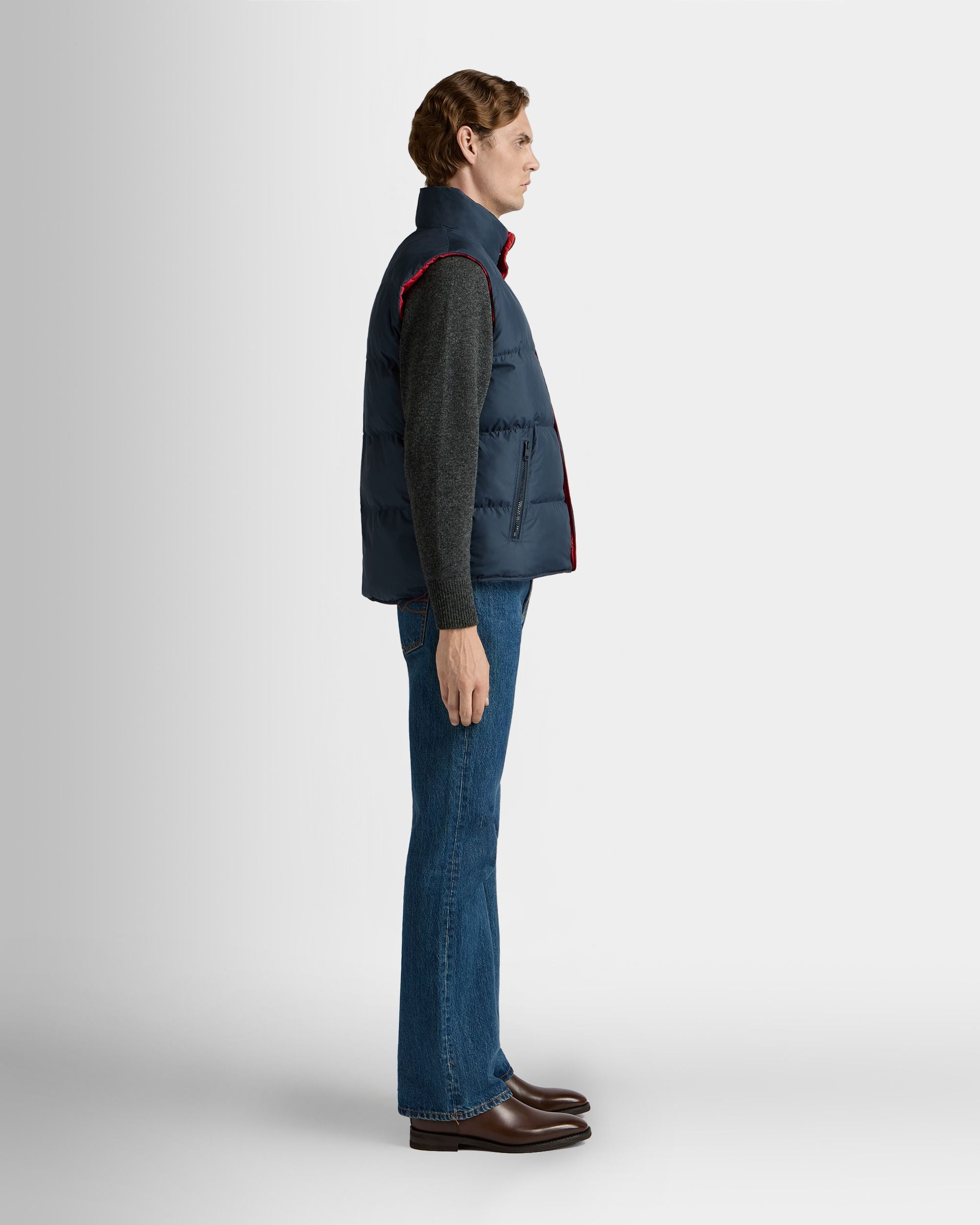 Bally Global - Reversible Vest in Navy Blue And Red Polyester - Multicolor