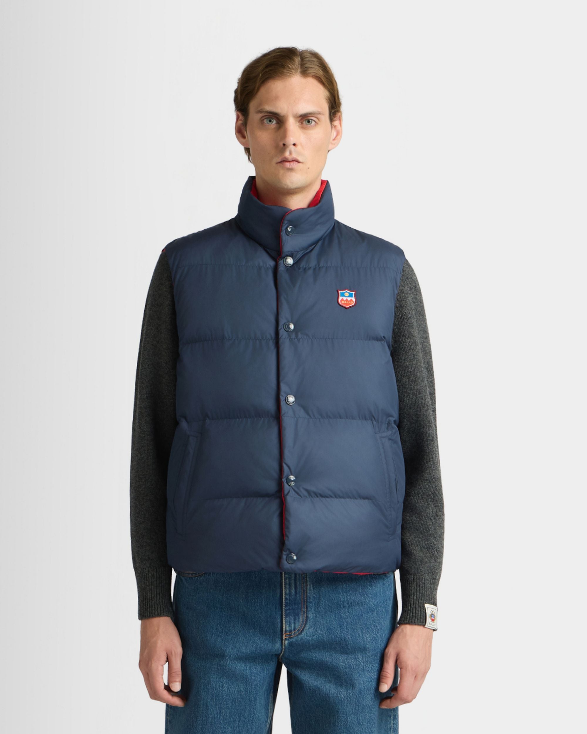 Bally Global - Reversible Vest in Navy Blue And Red Polyester - Multicolor