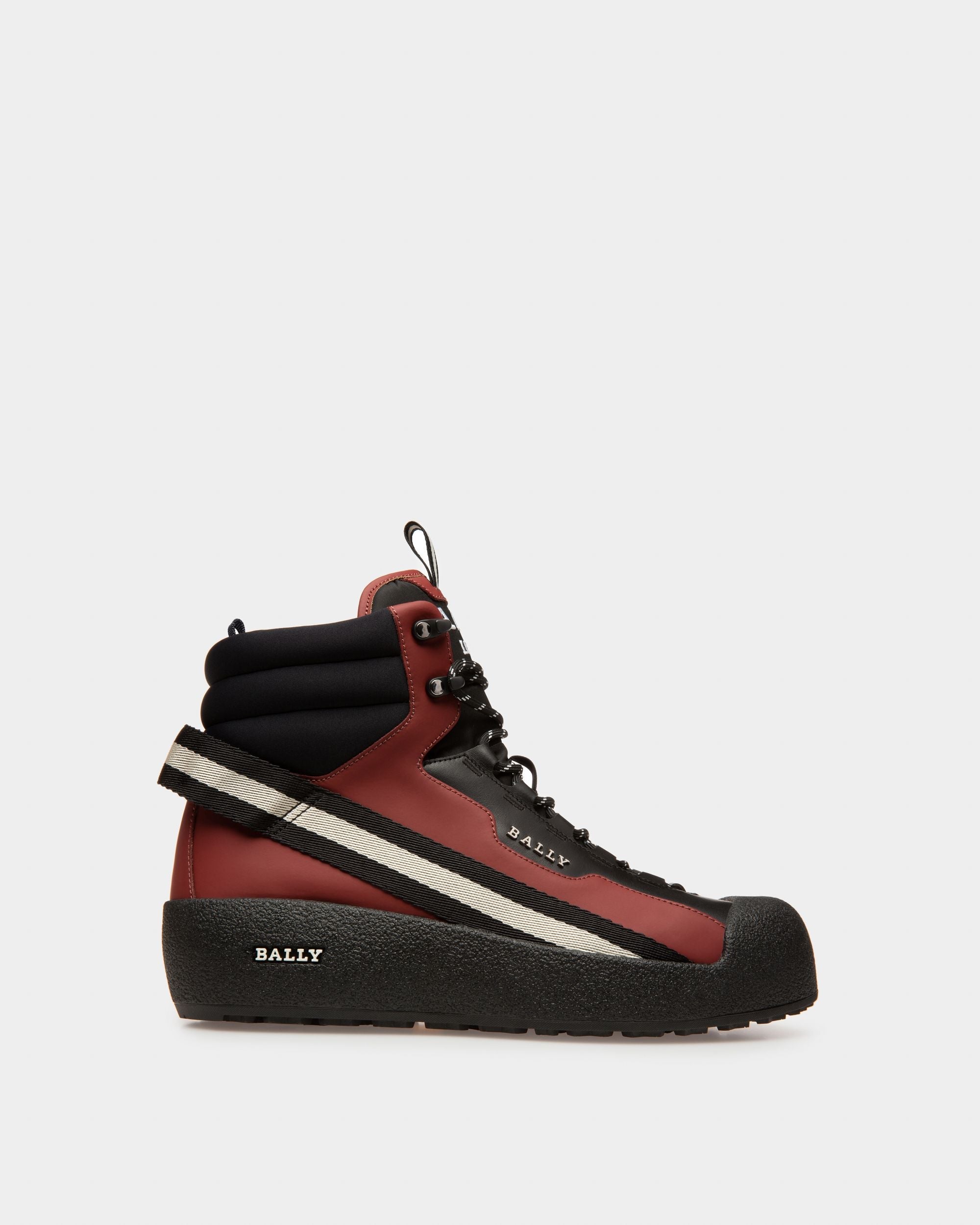 Bally Global - Clyde Leather Snow Boots In Black & Heritage Red - Black
