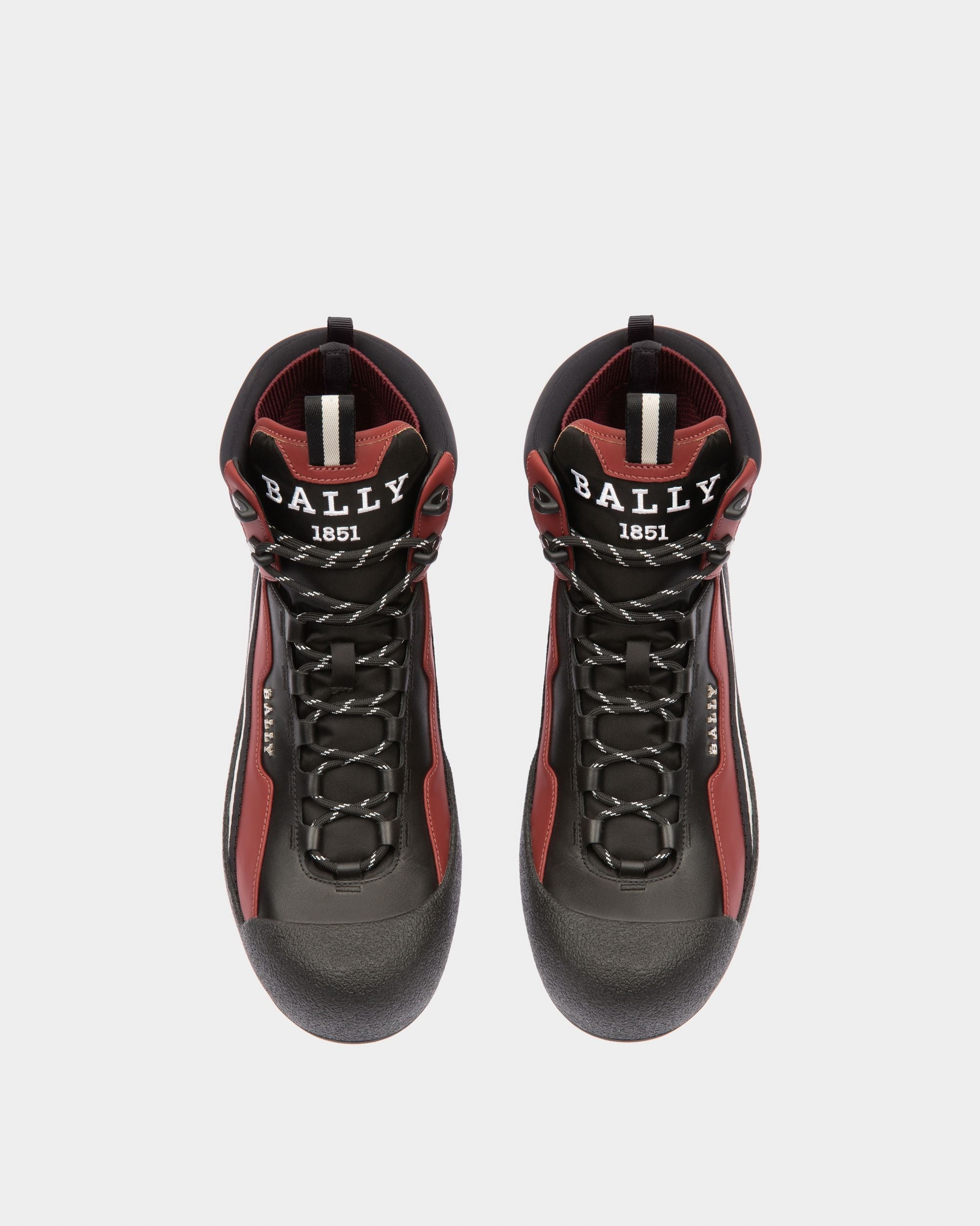 Bally Global - Clyde Leather Snow Boots In Black & Heritage Red - Black