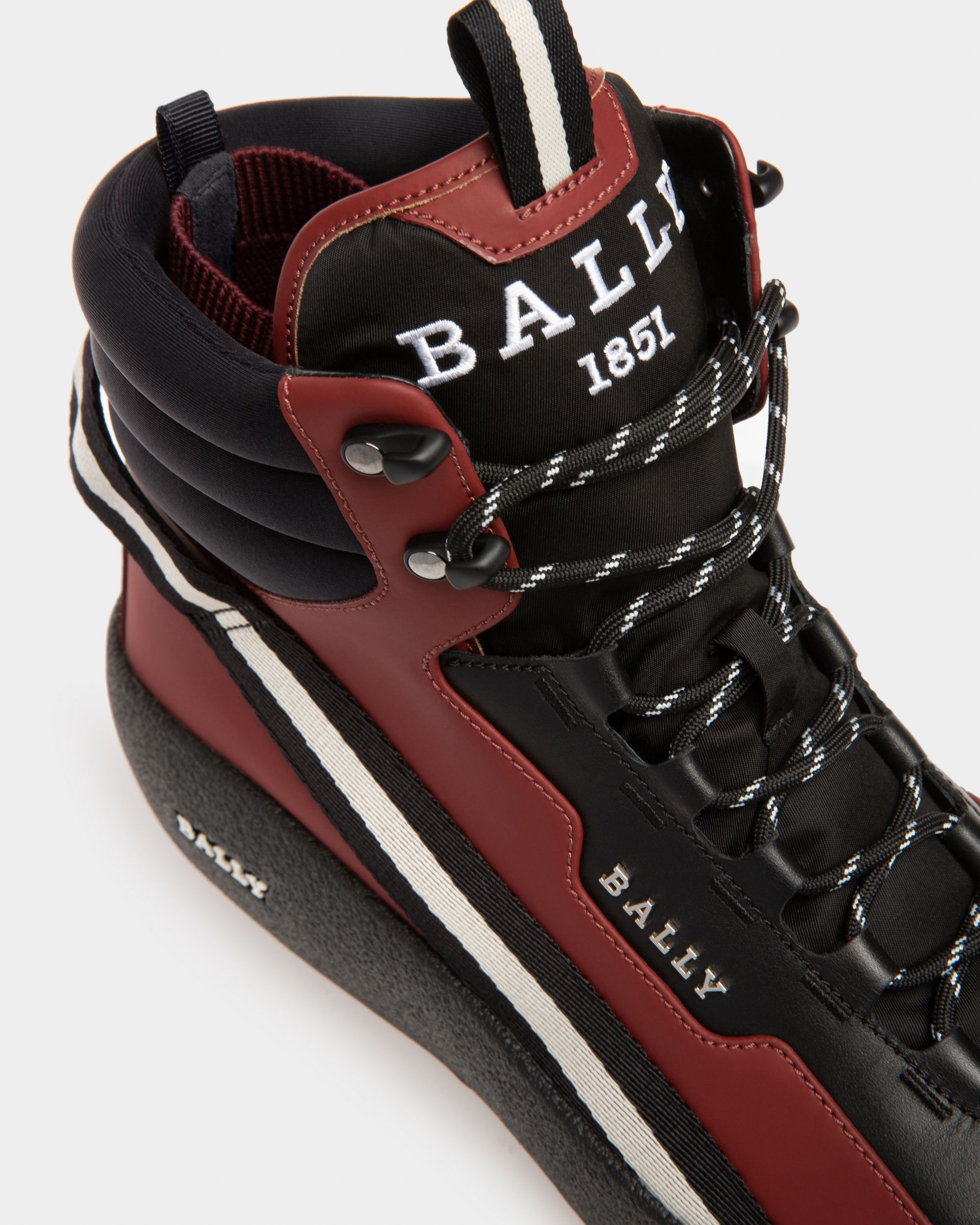 Bally Global - Clyde Leather Snow Boots In Black & Heritage Red - Black