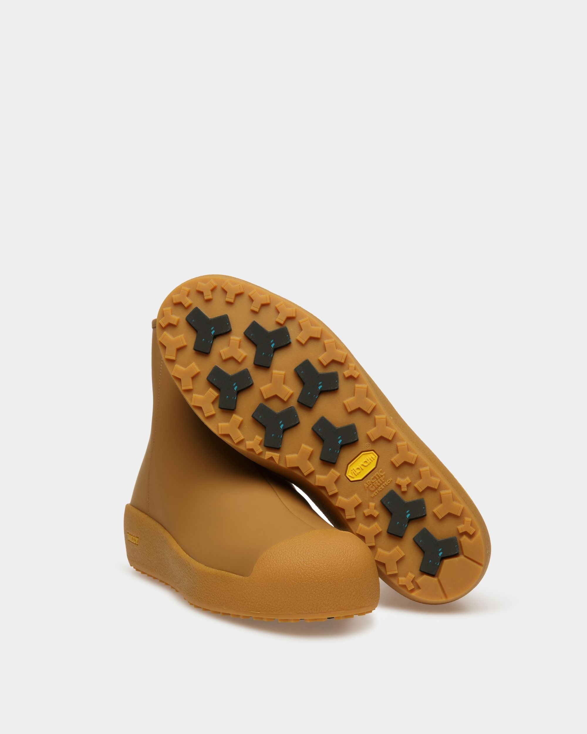 Bally Global - Curling Collection Bootie in Camel Rubberized Leather - Beige
