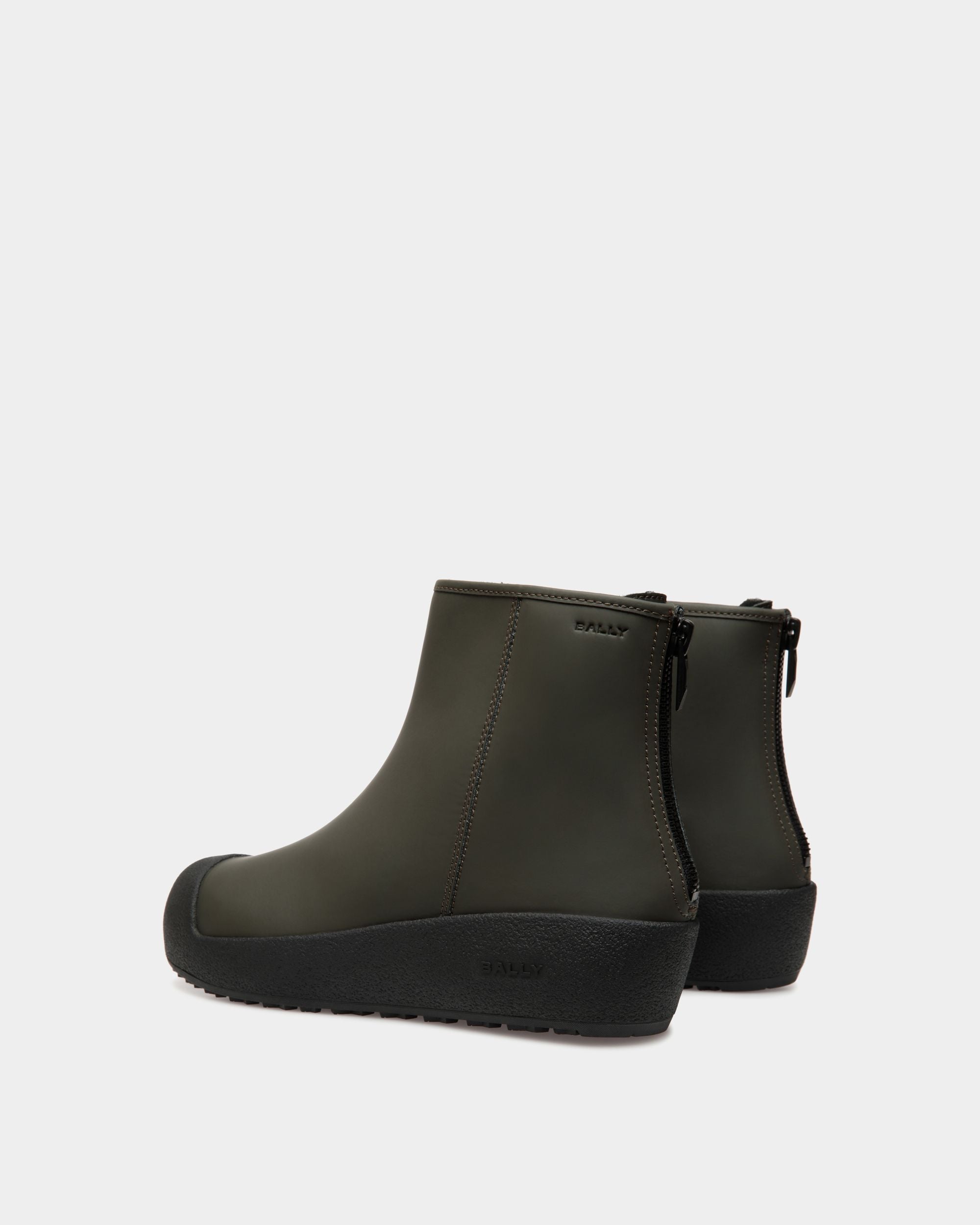 Bally Global - Bottine Bally Curling En Cuir Caoutchouté Military Green - Vert