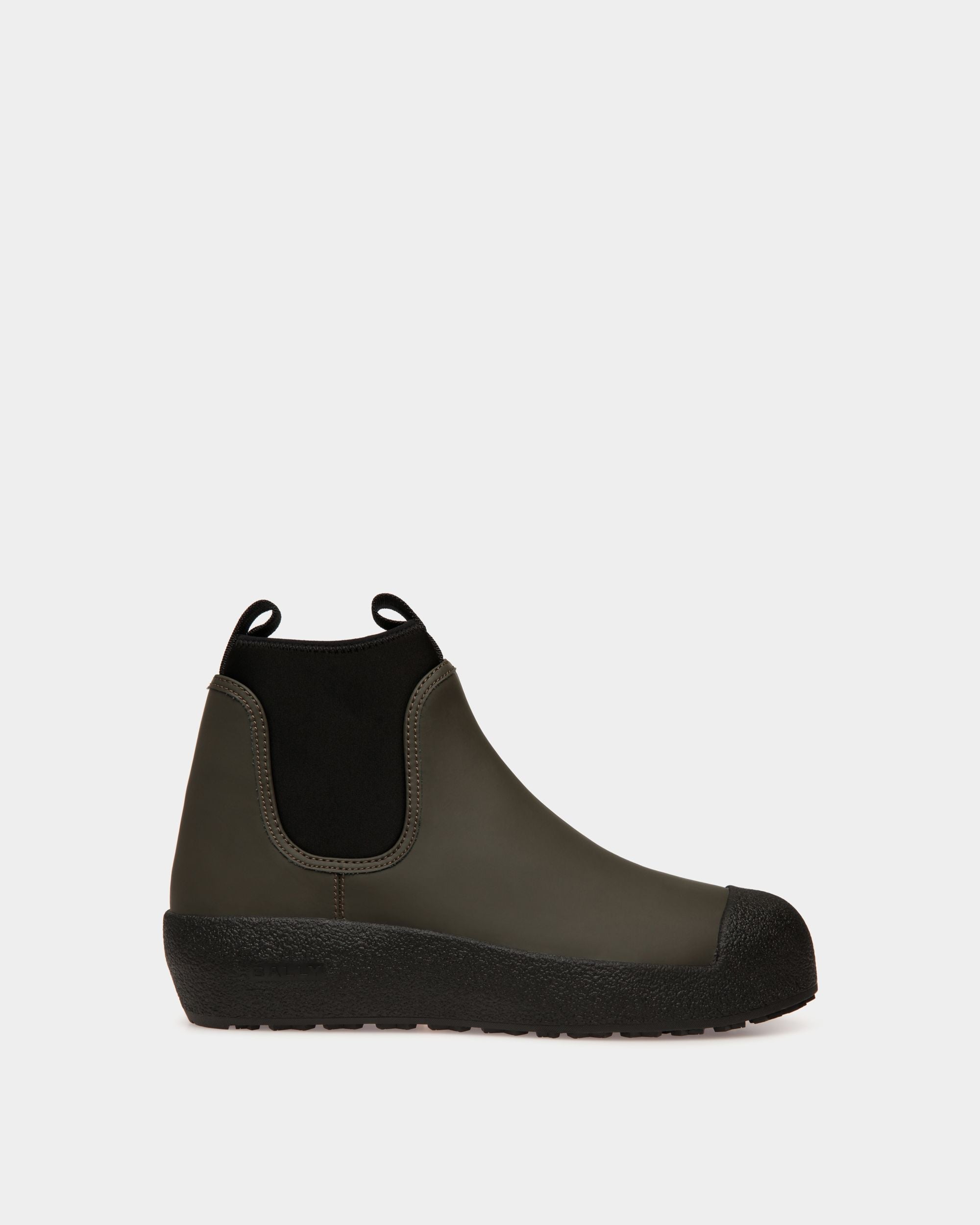 Bally Global - Bally Curling Bootie in Military Green Rubberized Leather - Green
