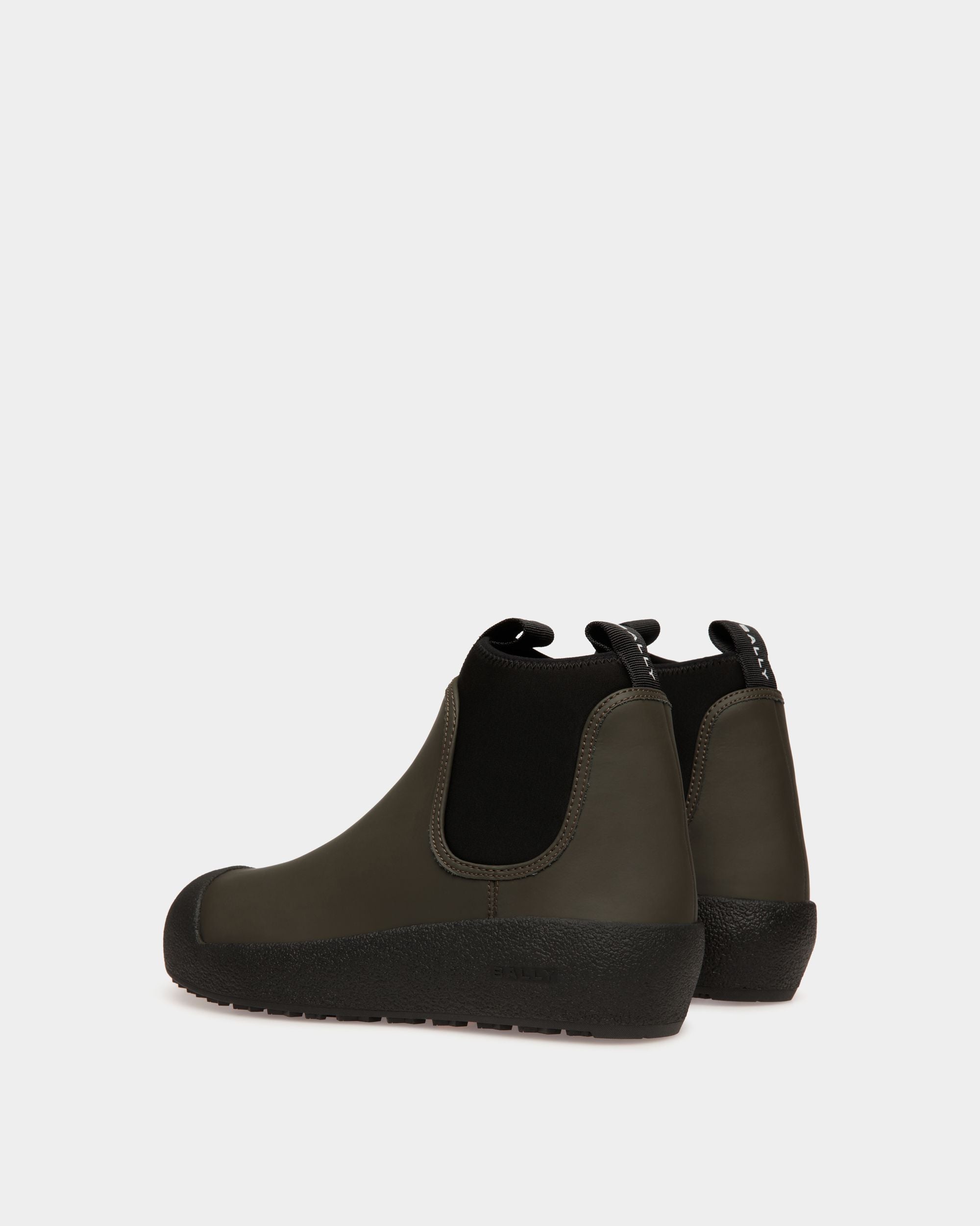 Bally Global - Bally Curling Bootie in Military Green Rubberized Leather - Green