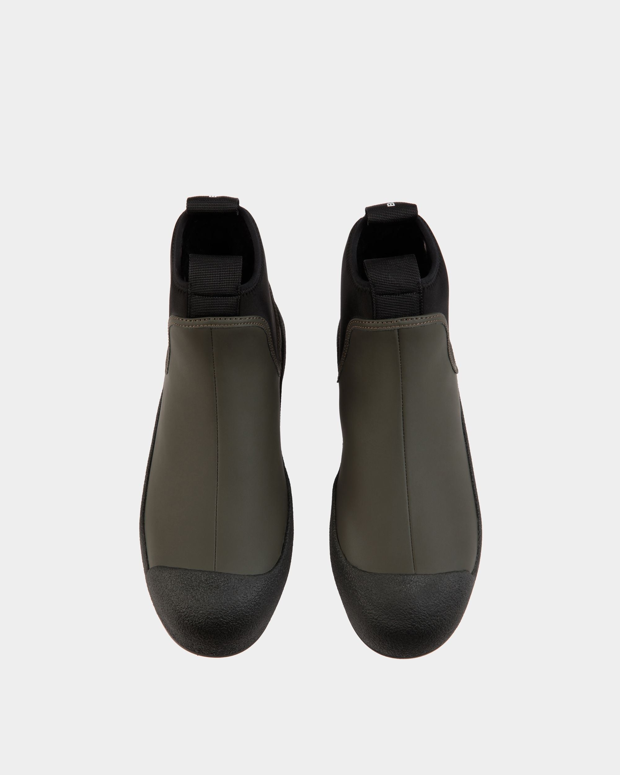 Bally Global - Bally Curling Bootie in Military Green Rubberized Leather - Green