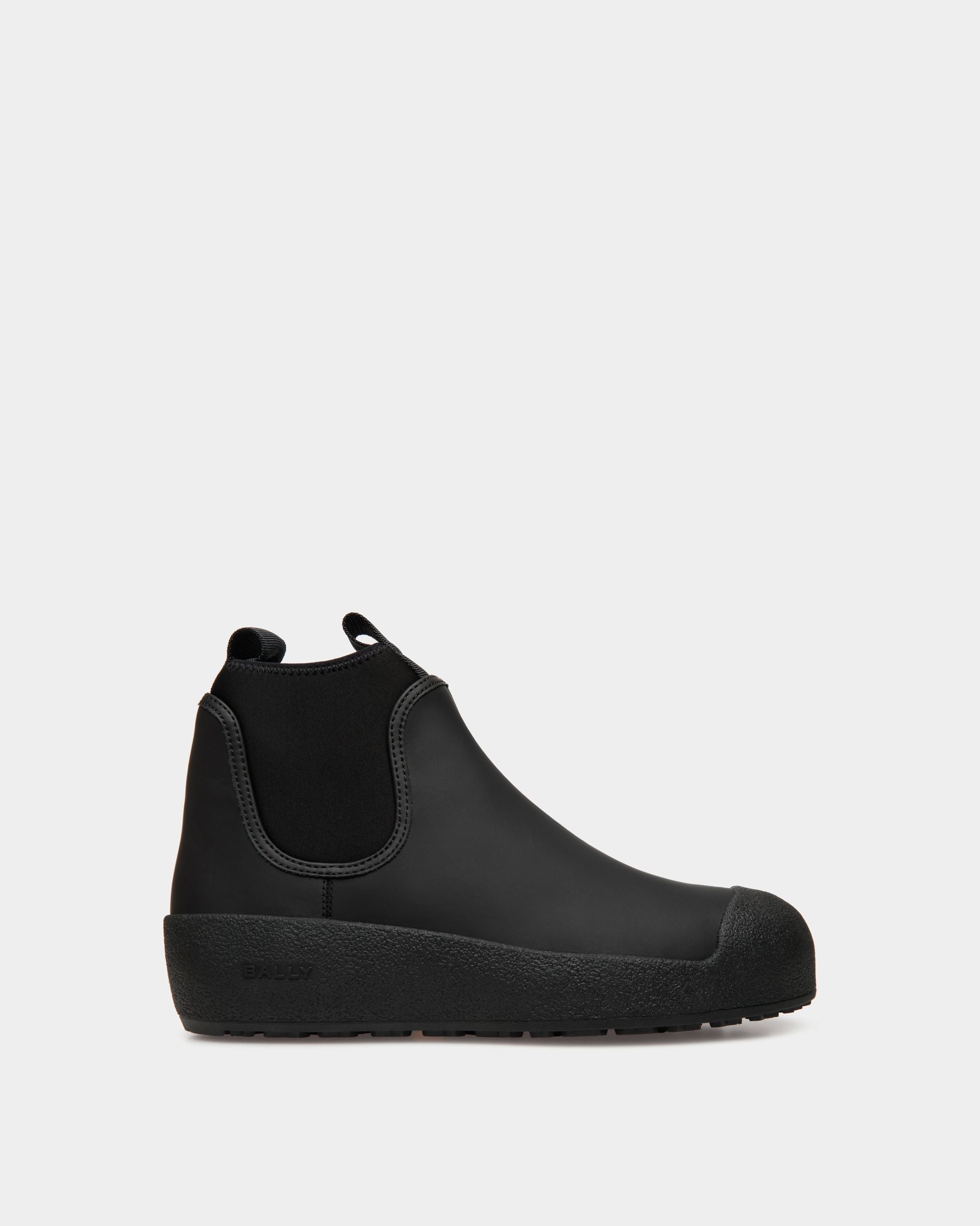 Bally Global - Bally Curling Bootie in Black Rubberized Leather - Black