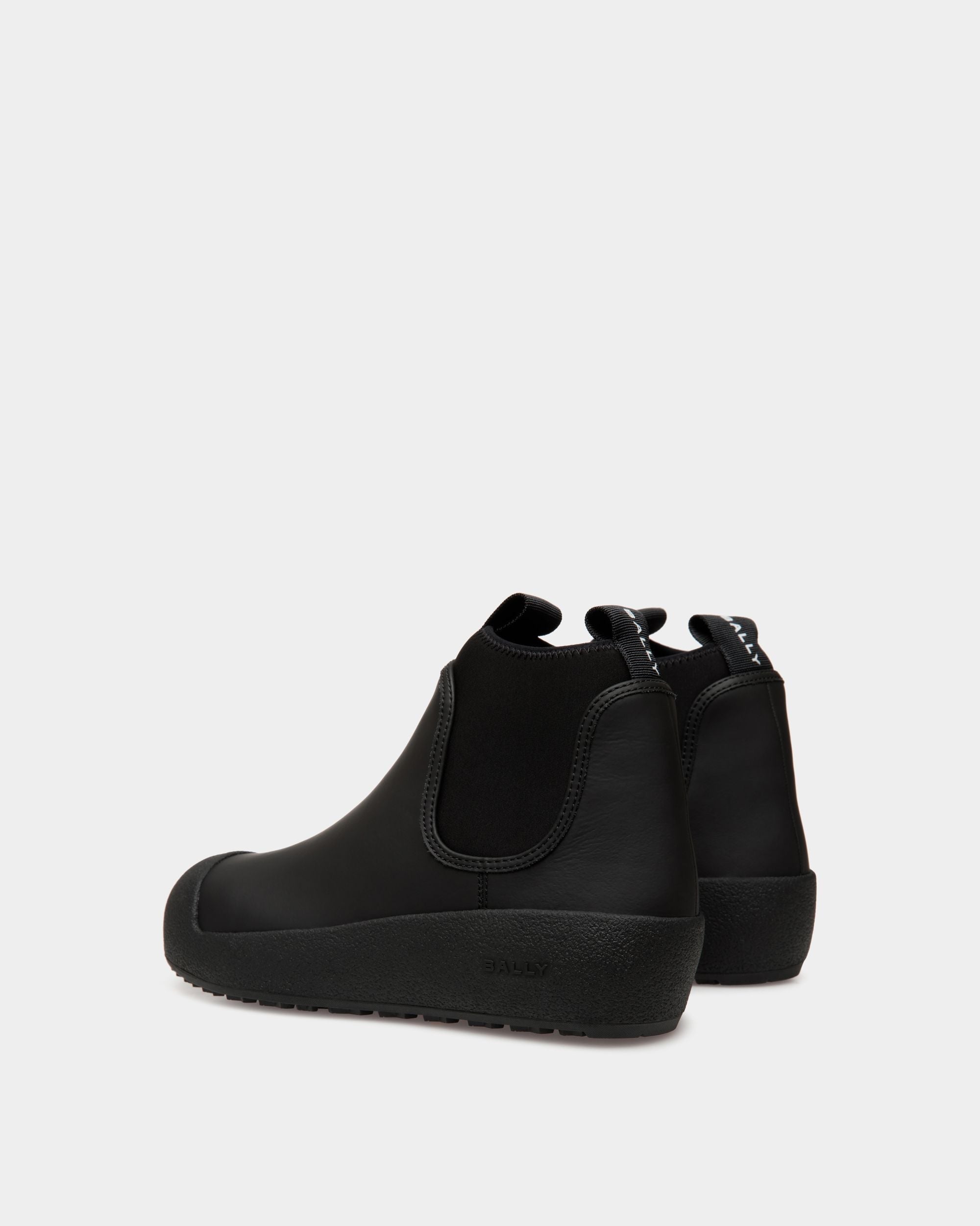 Bally Global - Bally Curling Bootie in Black Rubberized Leather - Black
