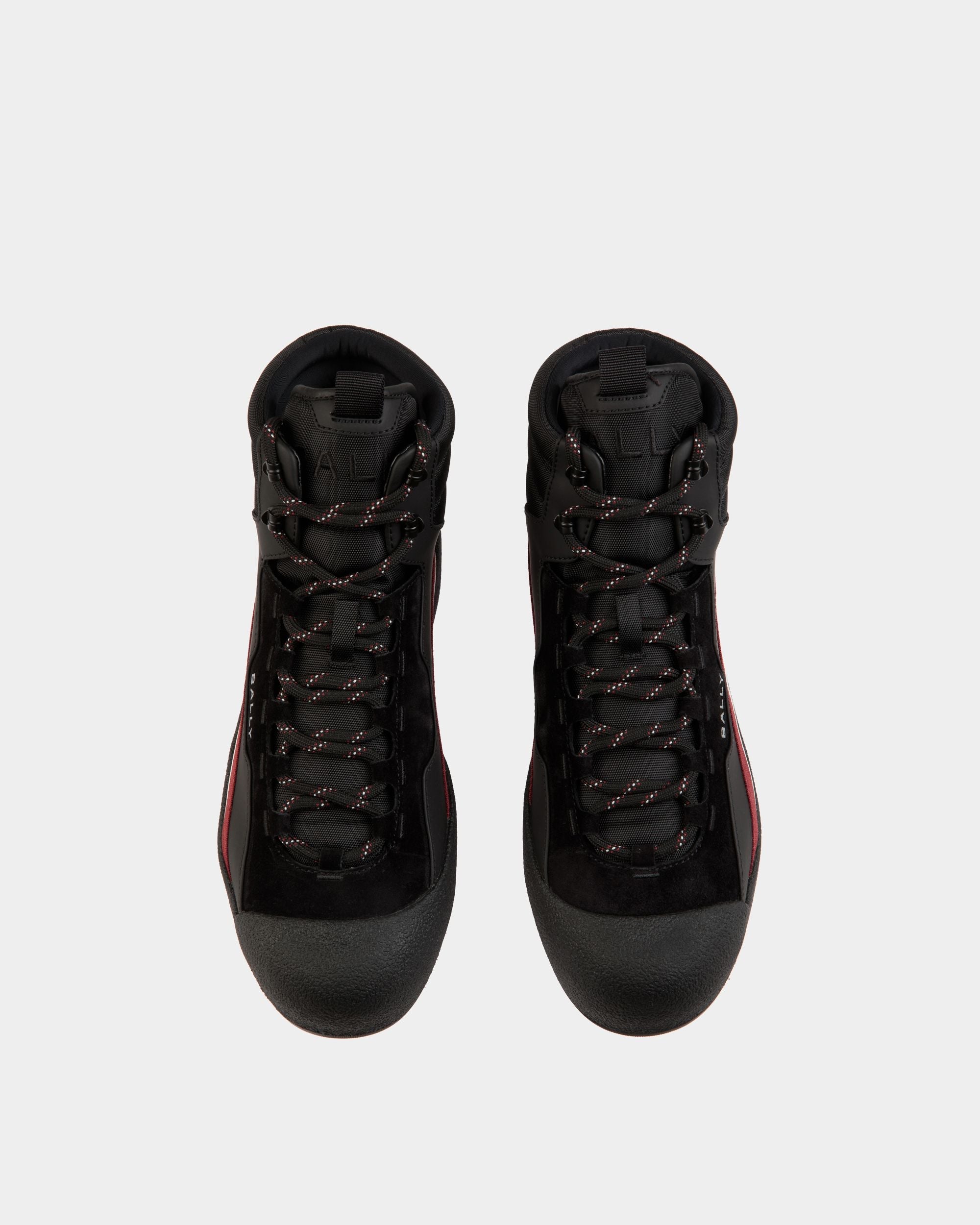Bally Global - Botín Curling De Piel Engomada Y Tela Negra - Negro