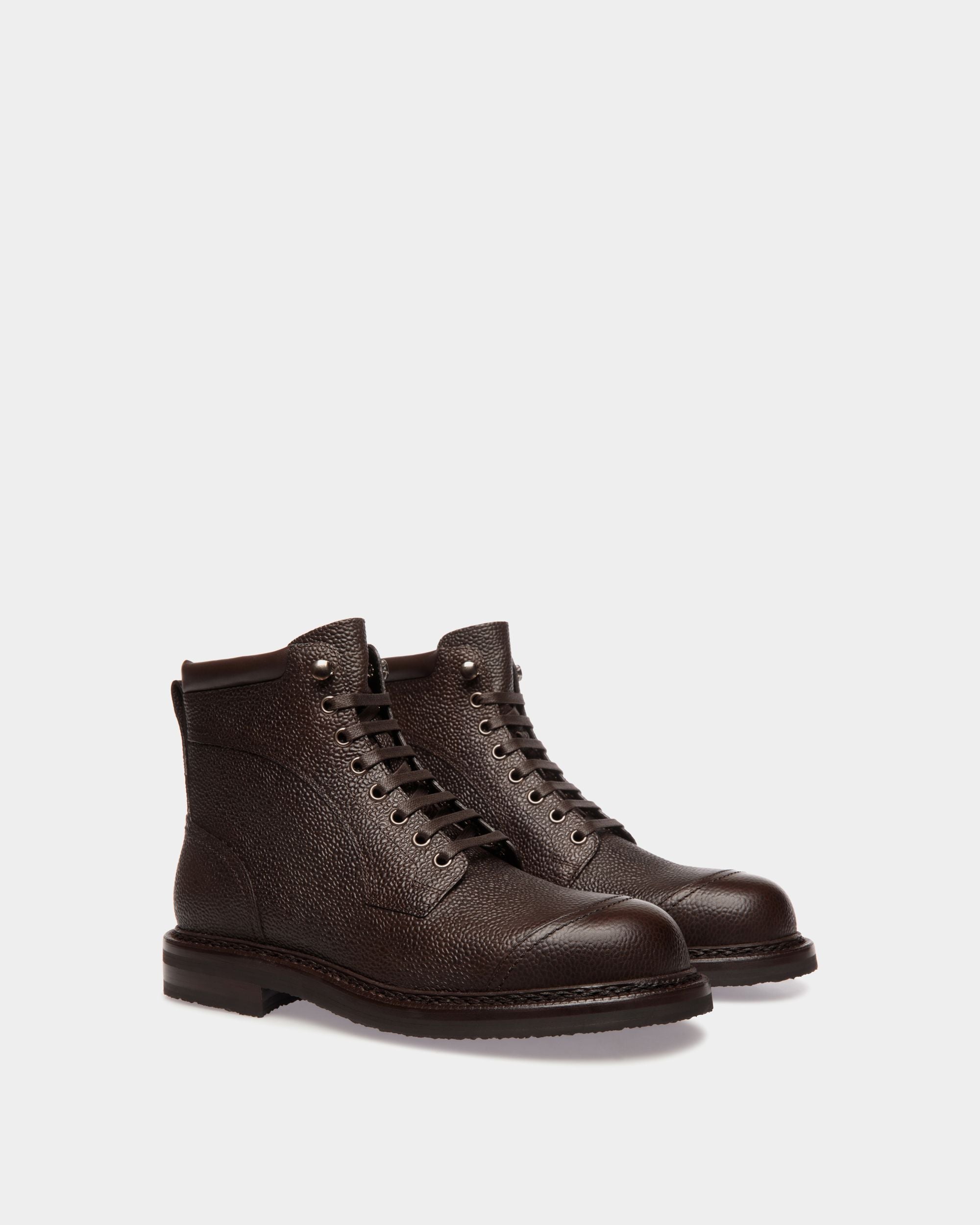 Bally Global - Norwelt Bootie In Ebano Grained Leather - Brown