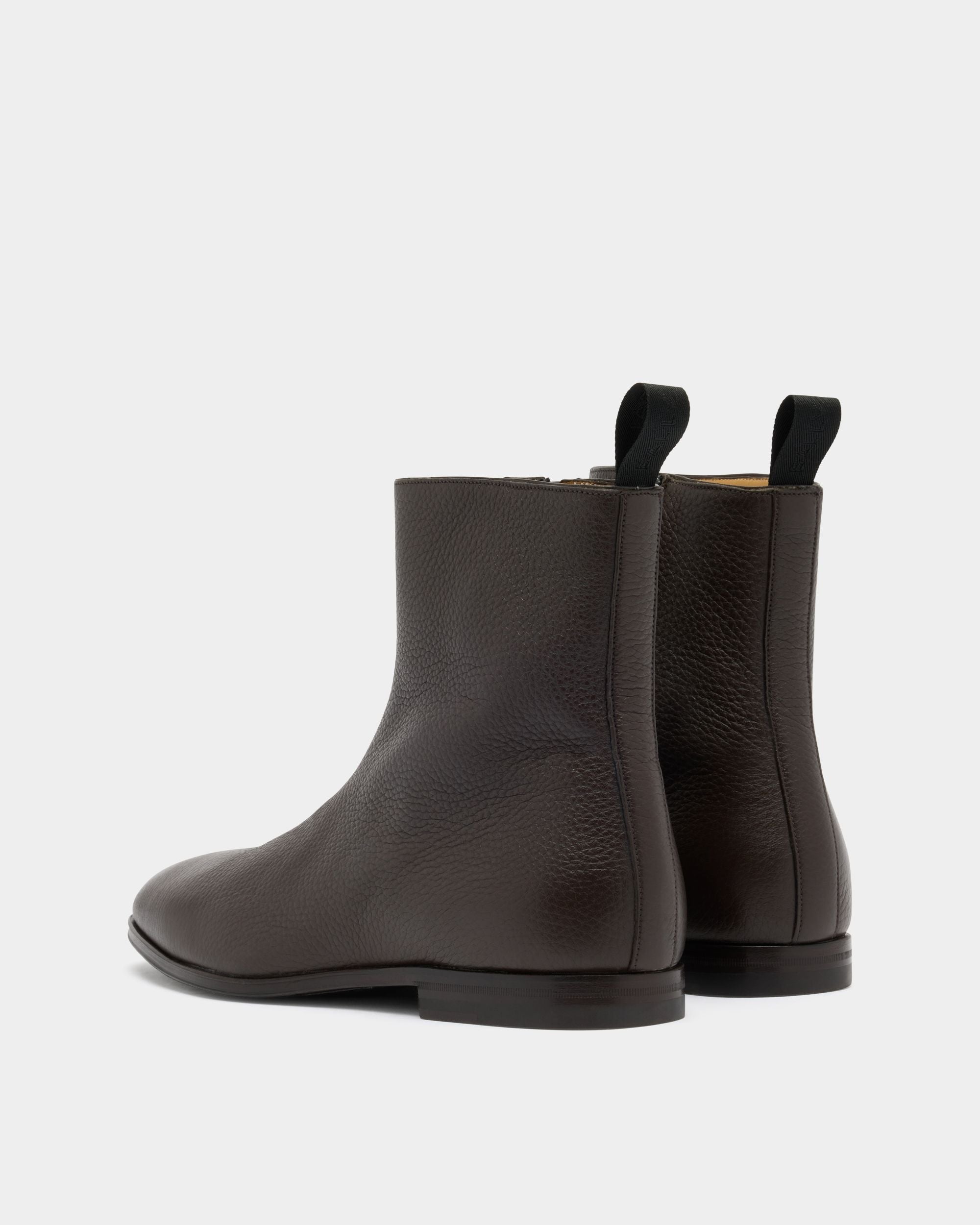 Bally Global - Bottine Westminster En Cuir Grainé Ebano - Marron