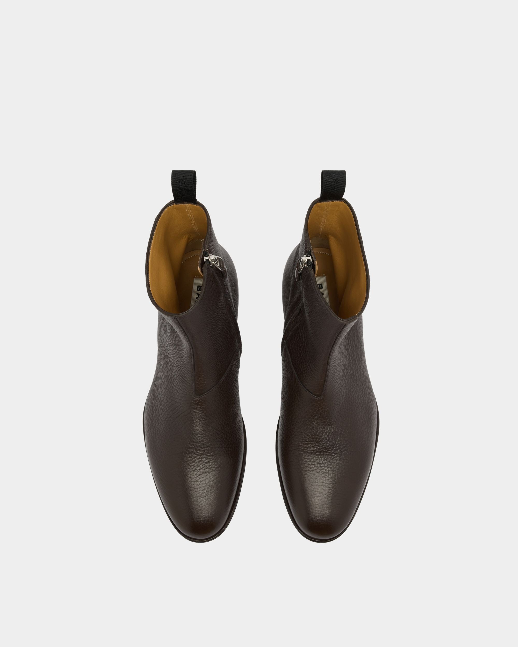 Bally Global - Bottine Westminster En Cuir Grainé Ebano - Marron