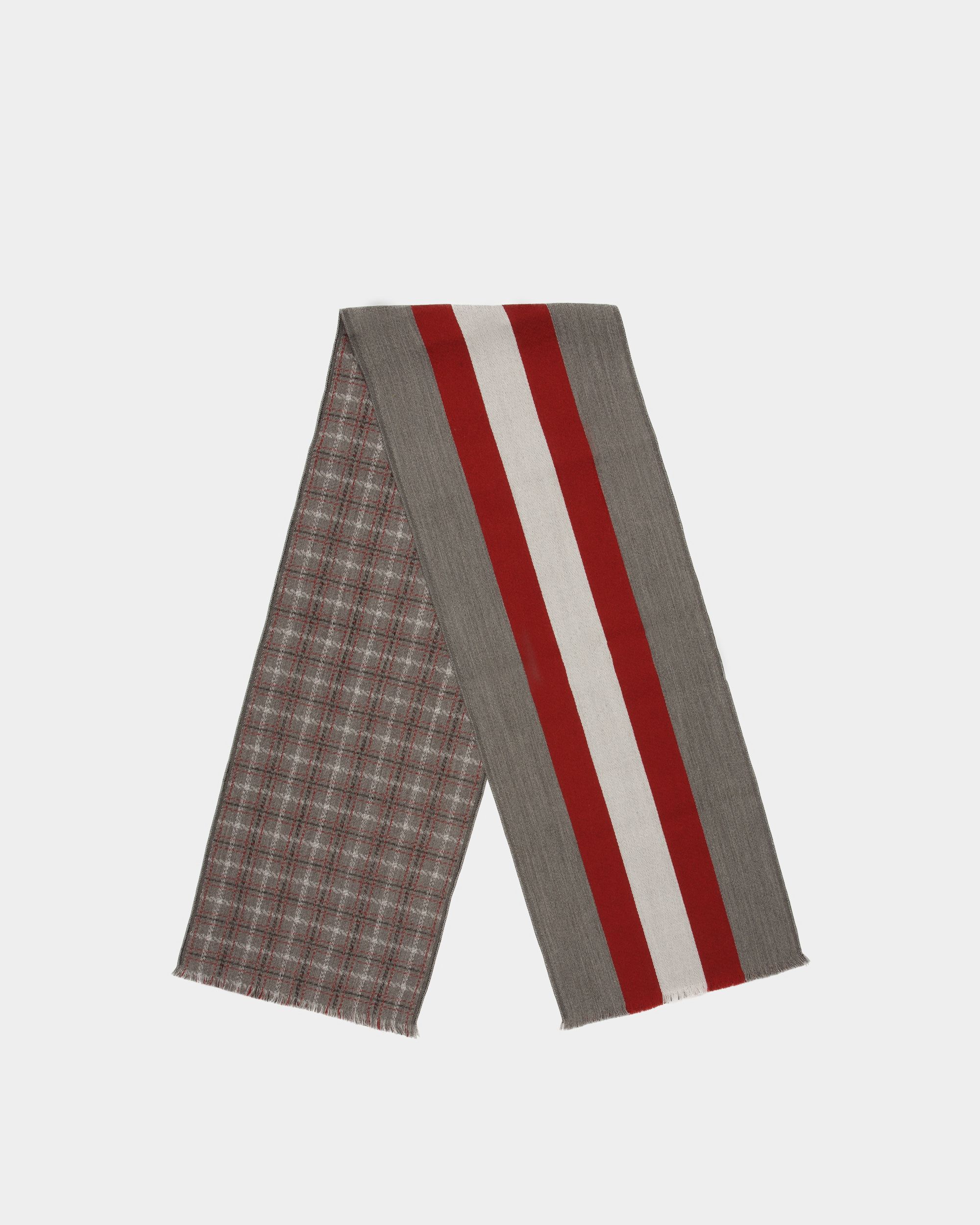 Bally Global - Jacquard Scarf In Dark Mineral Wool - Grey