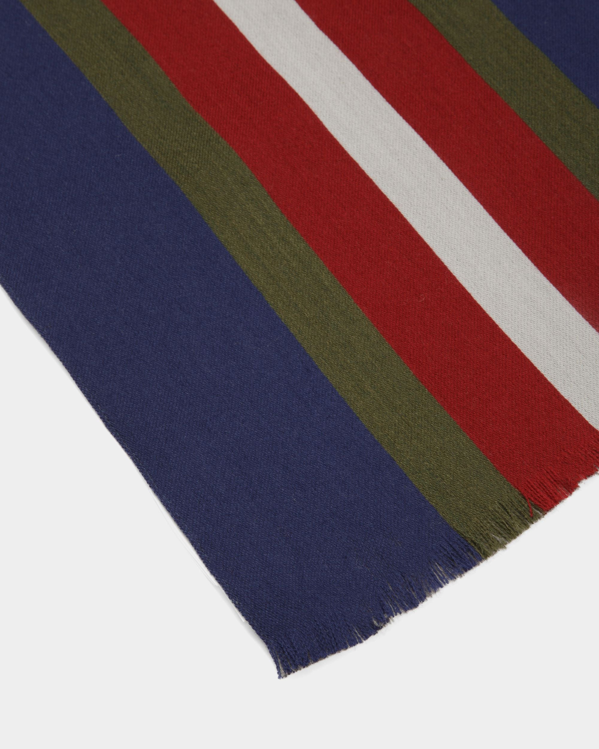 Bally Global - Jacquard Scarf In Marine Wool And Silk Mix - Blue